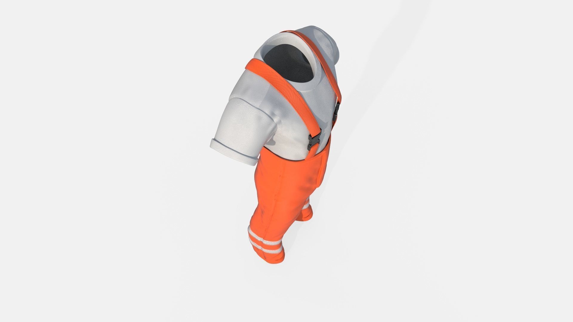 Orange  Mens Overall Pants Low-poly 3D model_14