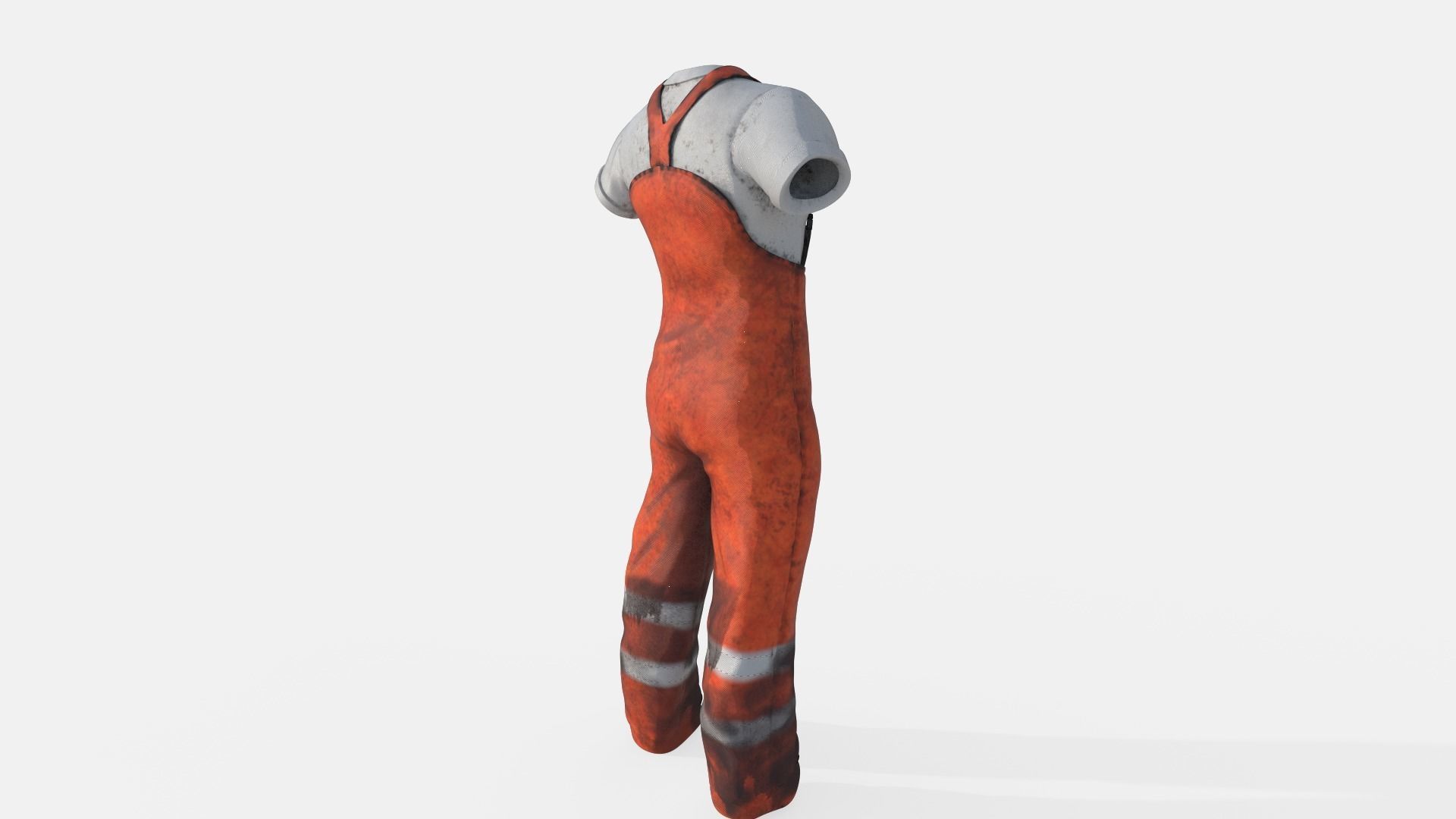 Orange  Mens Overall Pants Low-poly 3D model_3