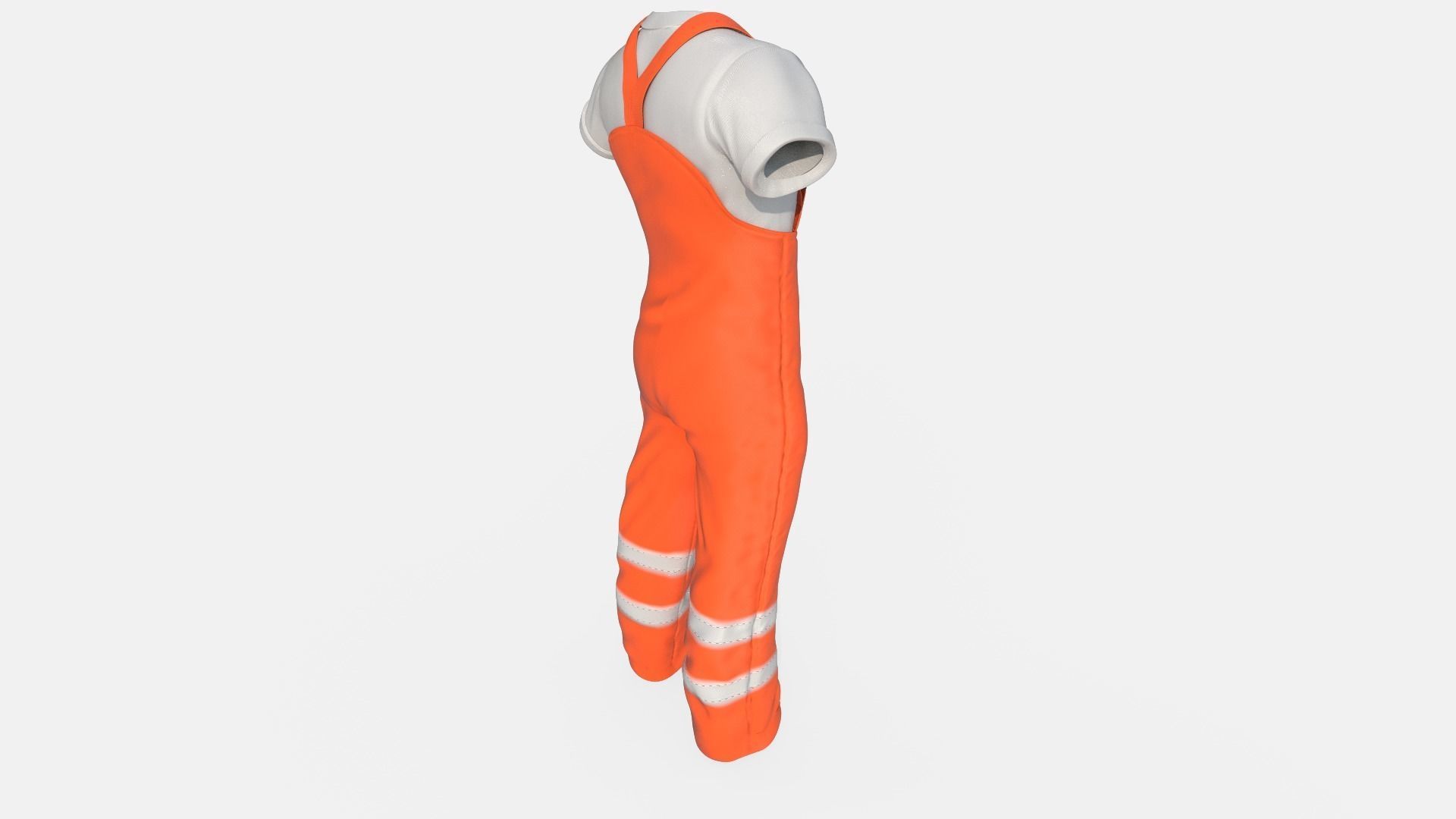 Orange  Mens Overall Pants Low-poly 3D model_10