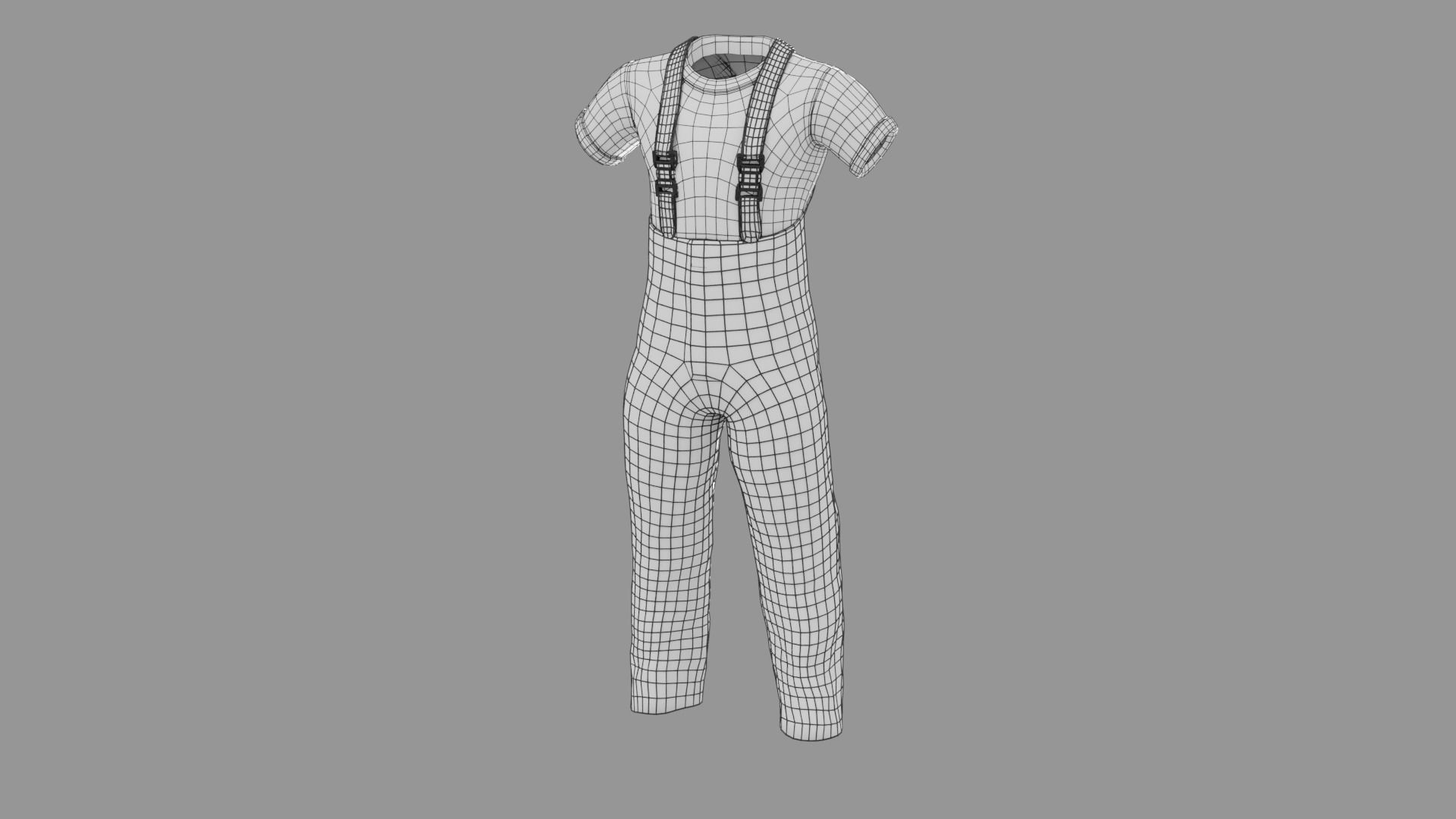 Orange  Mens Overall Pants Low-poly 3D model_17