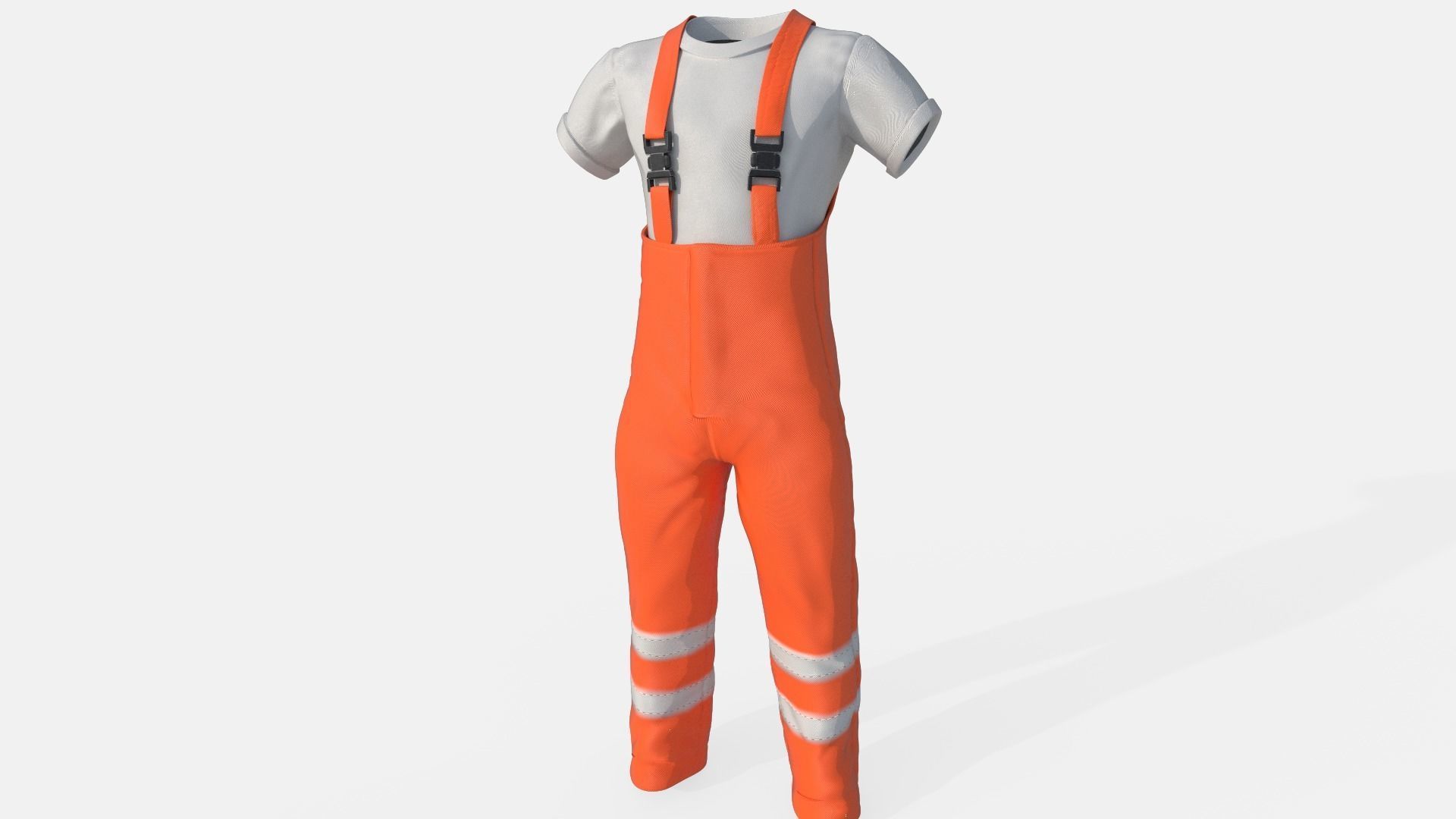 Orange  Mens Overall Pants Low-poly 3D model_8