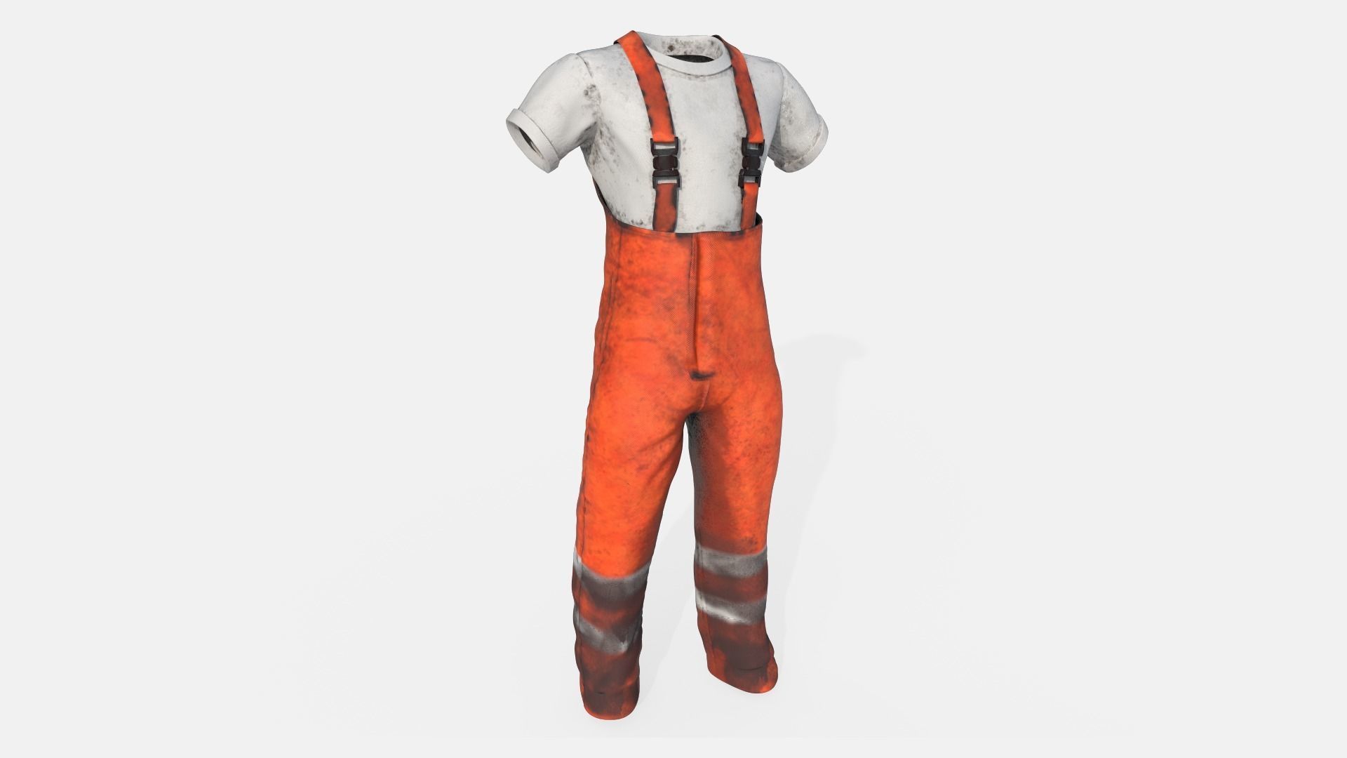 Orange  Mens Overall Pants Low-poly 3D model_6