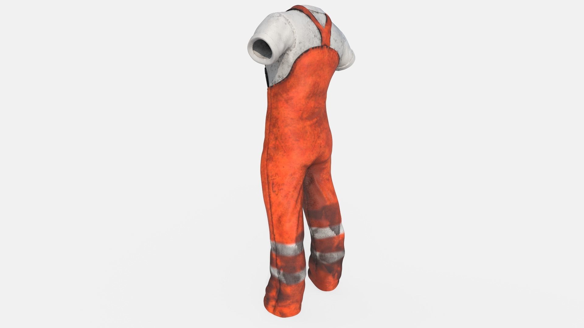 Orange  Mens Overall Pants Low-poly 3D model_9