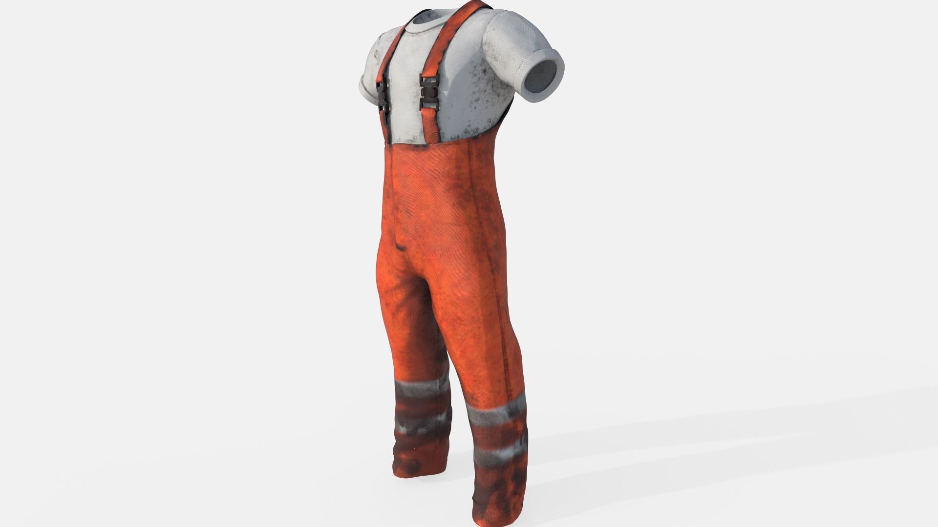 Orange  Mens Overall Pants Low-poly 3D model_1