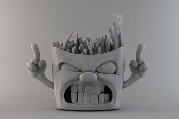 Angry french fries 3D print model_3
