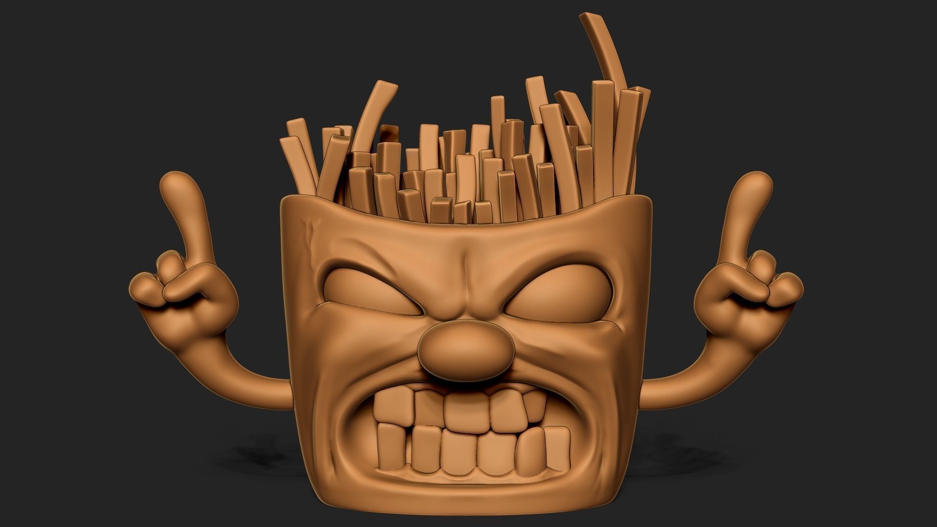 Angry french fries 3D print model_2