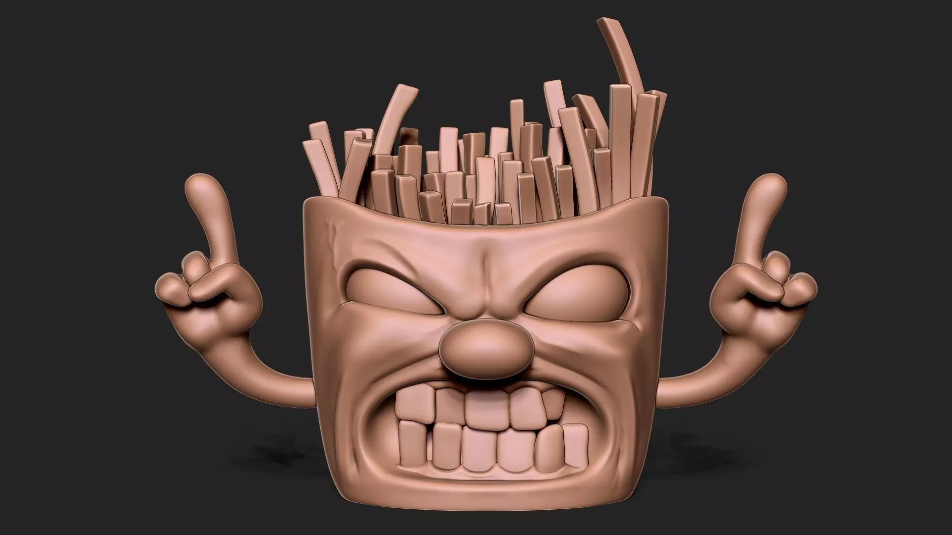 Angry french fries 3D print model_0