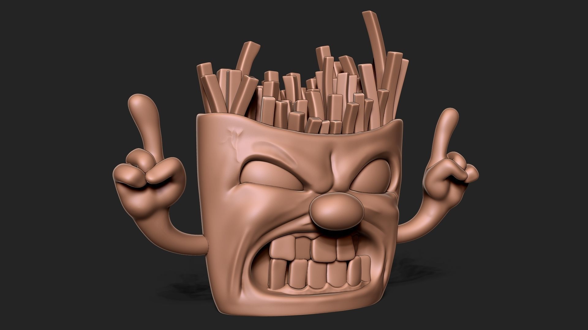 Angry french fries 3D print model_5