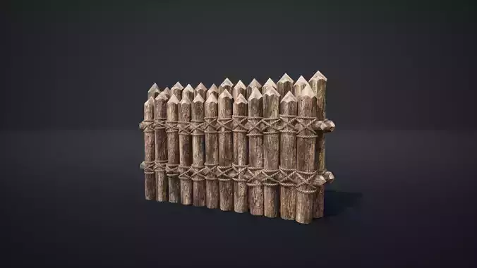 PALISADE BARRIER BARRICADE FORT WALL DAM WOODEN MEDIEVAL VILLAGE