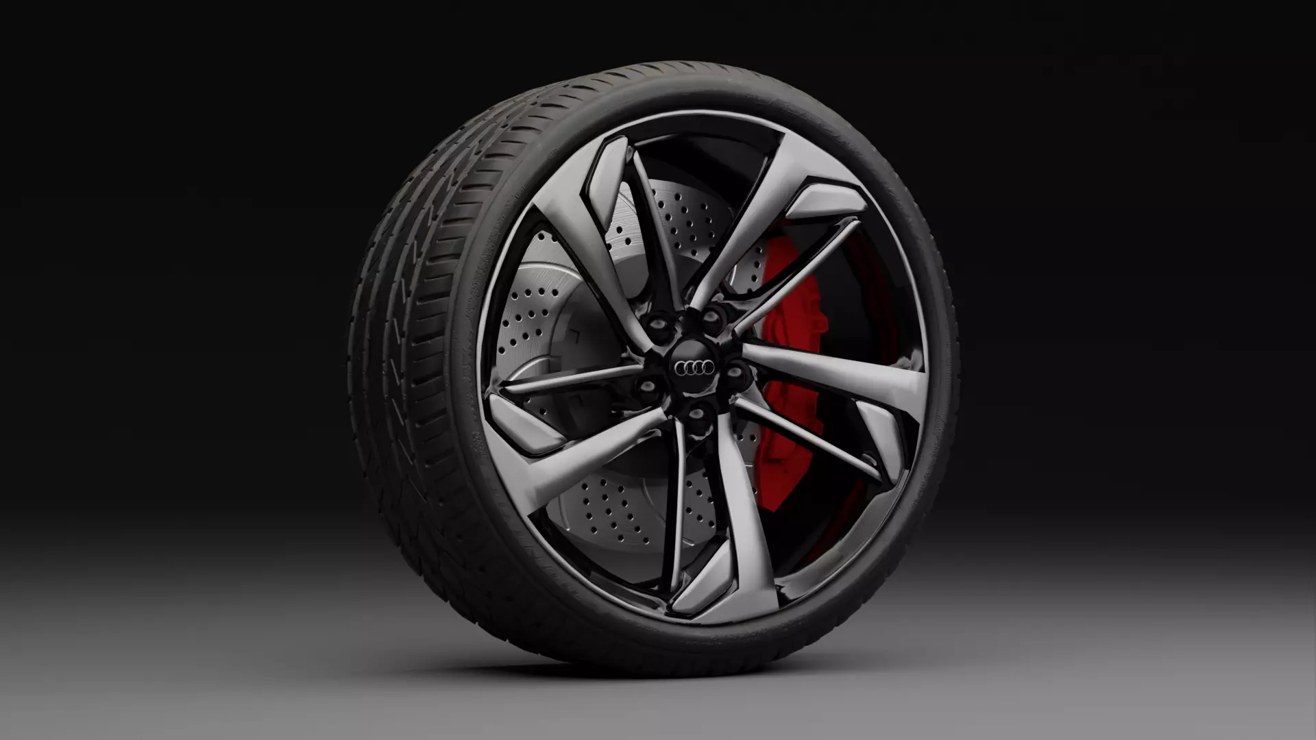 High detail Audi RS4 wheels and Tires 3D model with Photo Studio 3D model