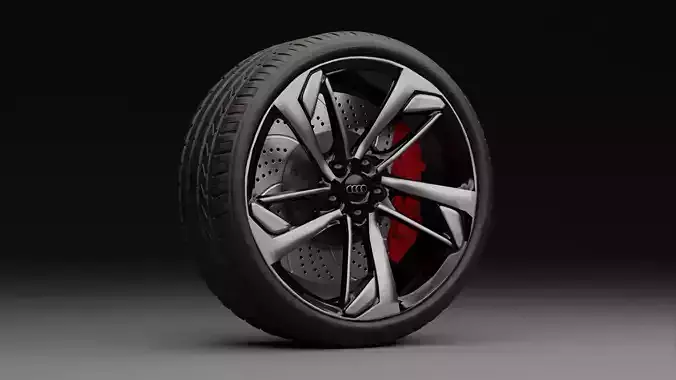 High detail Audi RS4 wheels and Tires 3D model with Photo Studio 3D model
