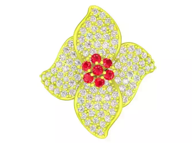 diamond flower and leaf women ring 4425