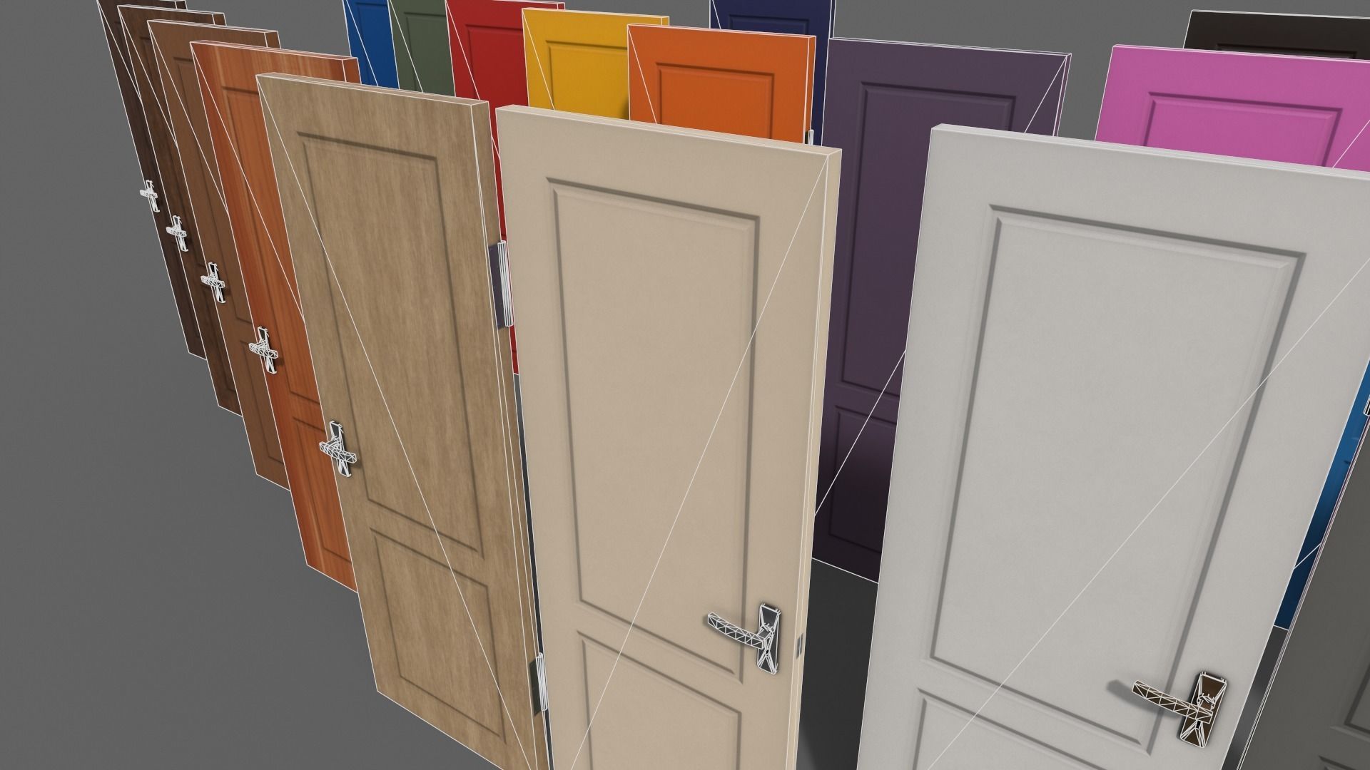 PBR Wood Door B3 Low-poly 3D model_8