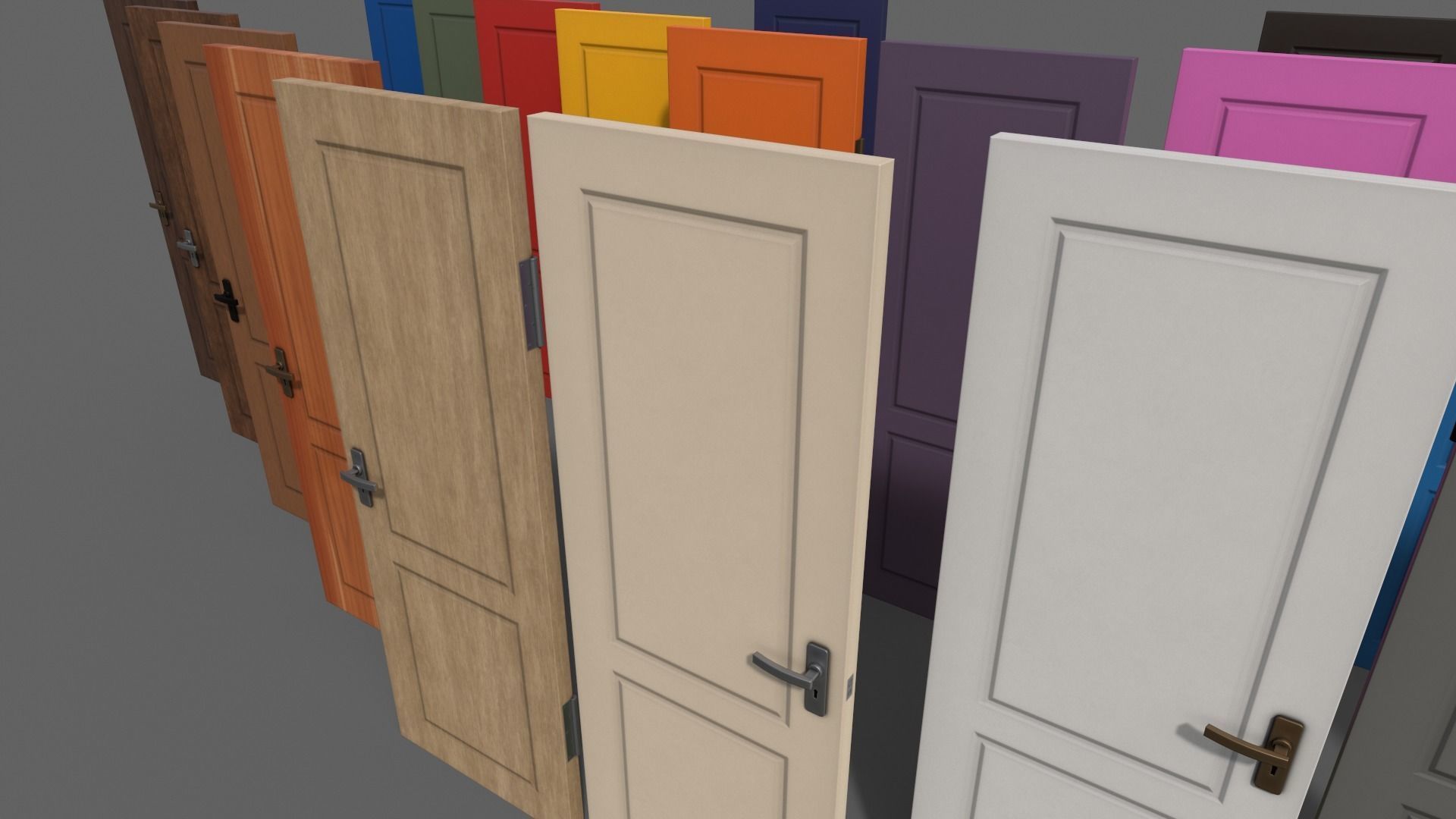 PBR Wood Door B3 Low-poly 3D model_4