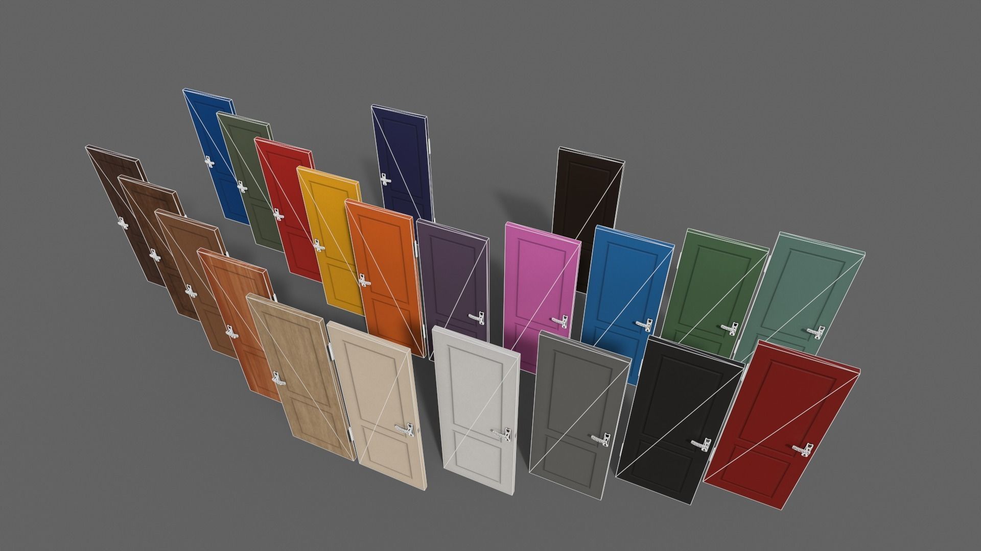 PBR Wood Door B3 Low-poly 3D model_6