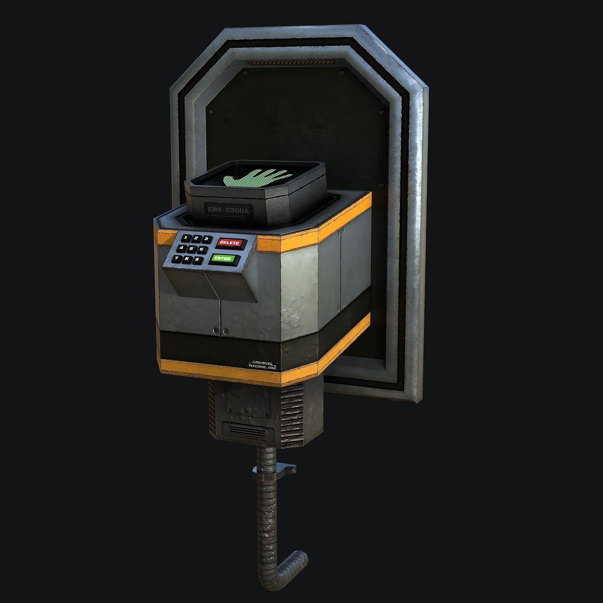 Sci-Fi Hand Lock Low-poly 3D model_2