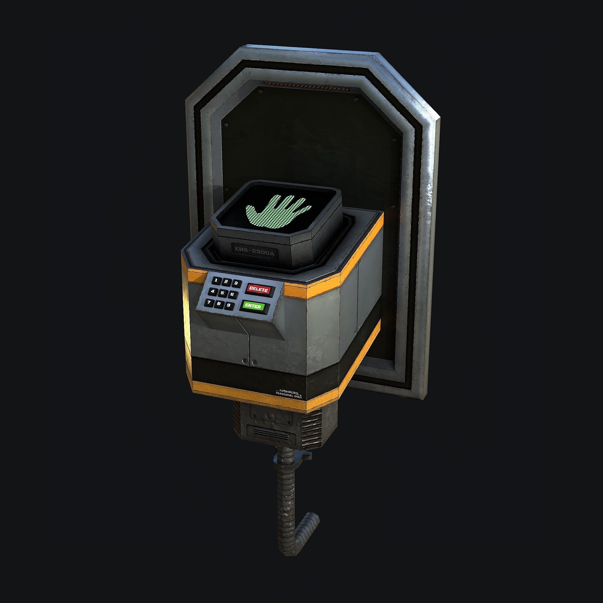 Sci-Fi Hand Lock Low-poly 3D model_9