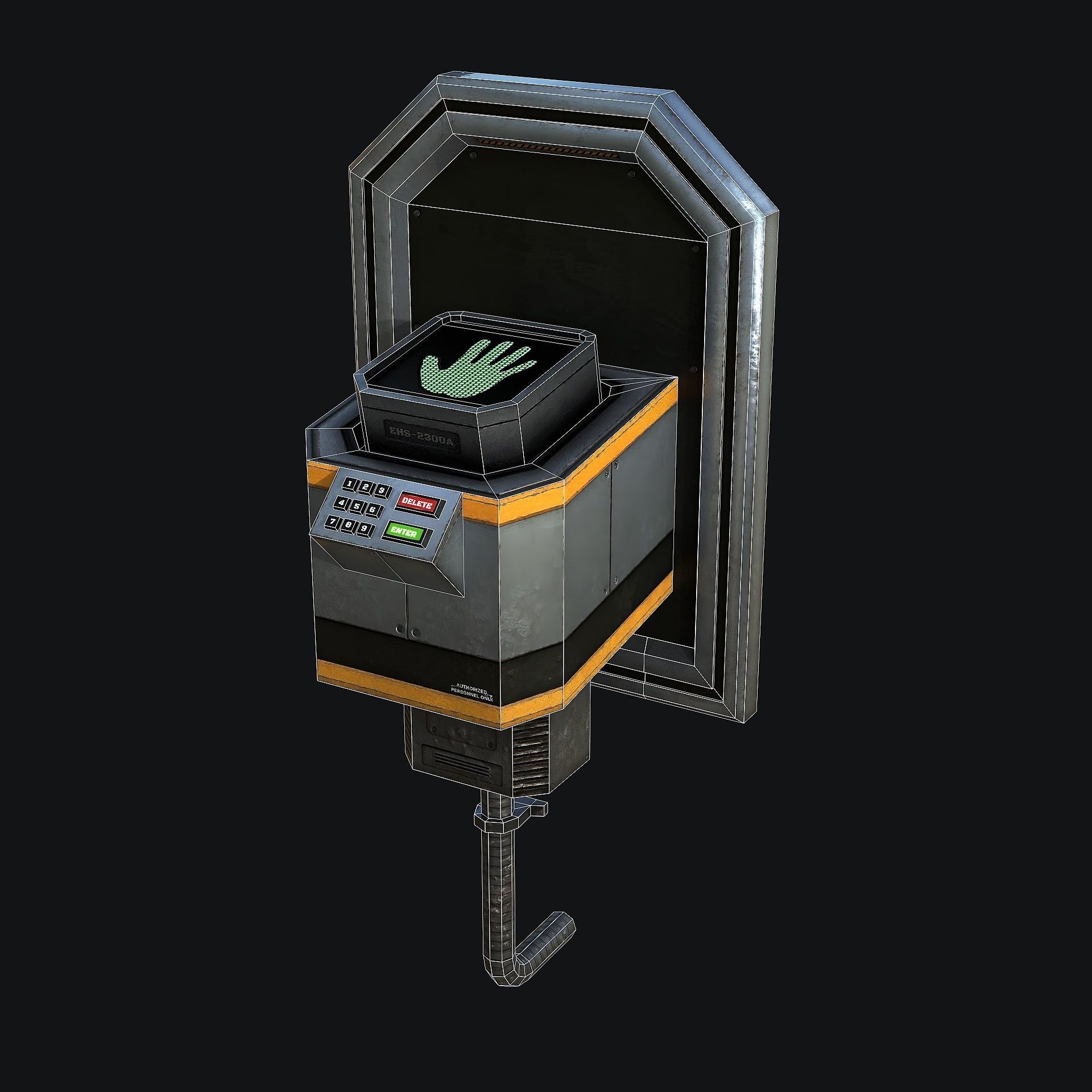 Sci-Fi Hand Lock Low-poly 3D model_12