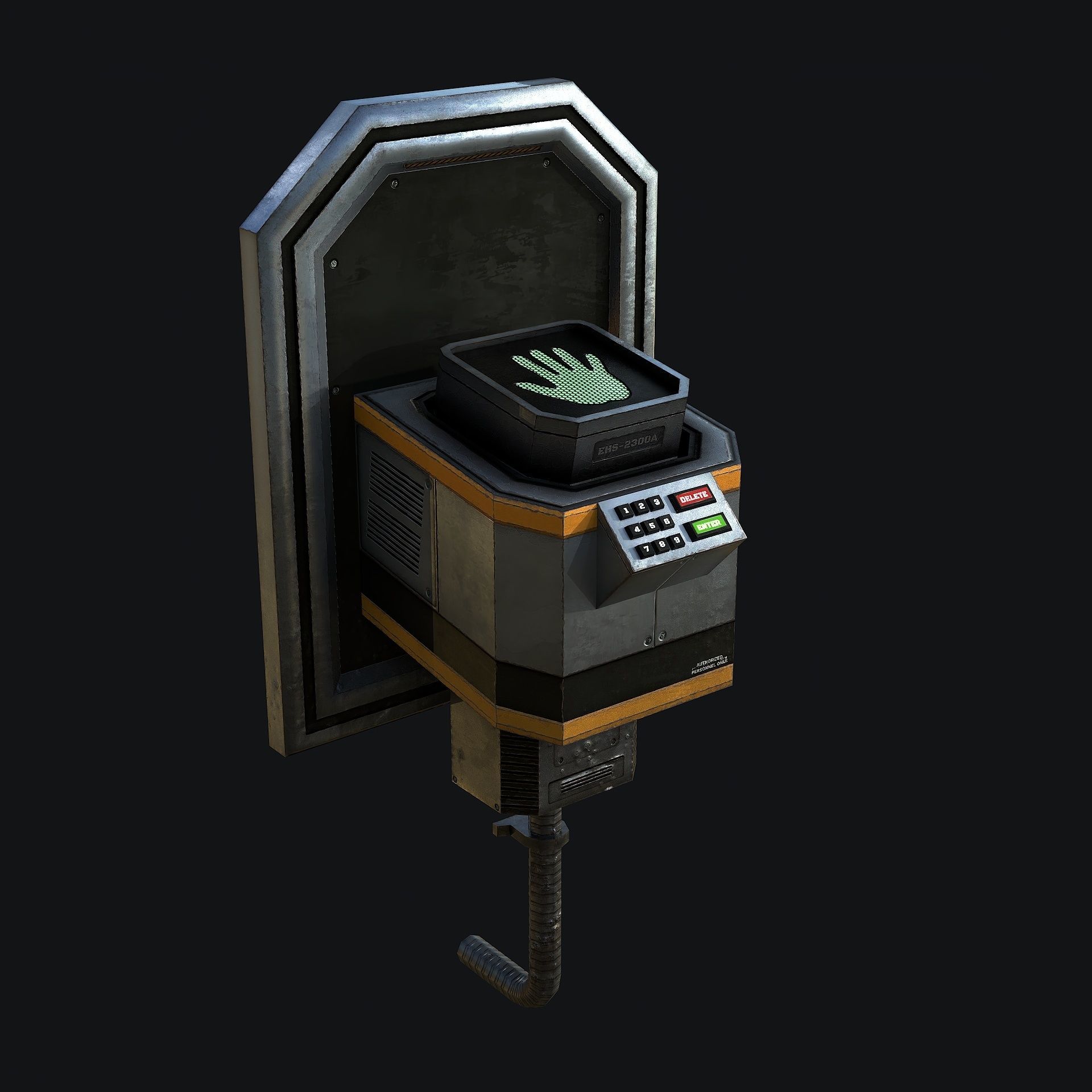 Sci-Fi Hand Lock Low-poly 3D model_10