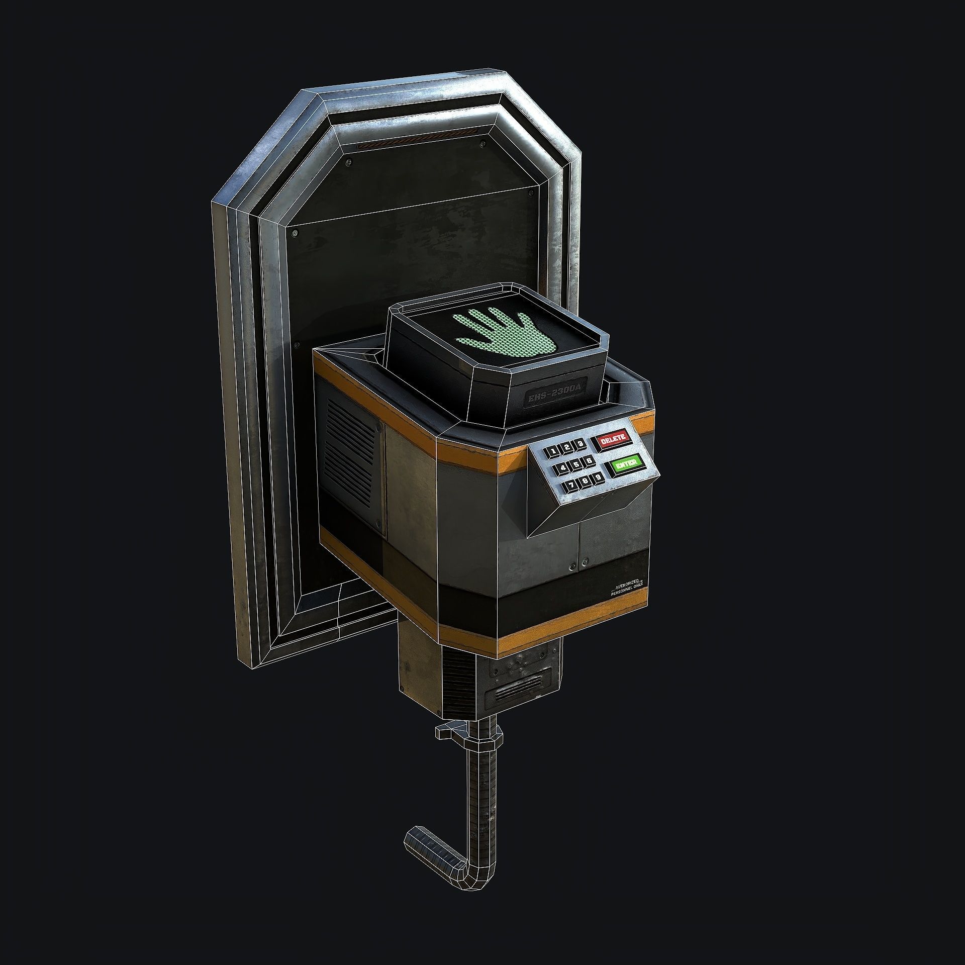 Sci-Fi Hand Lock Low-poly 3D model_11