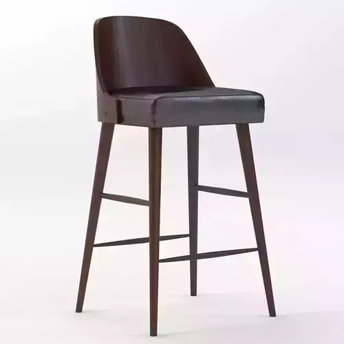 West Elm Bentwood Leather Barstool