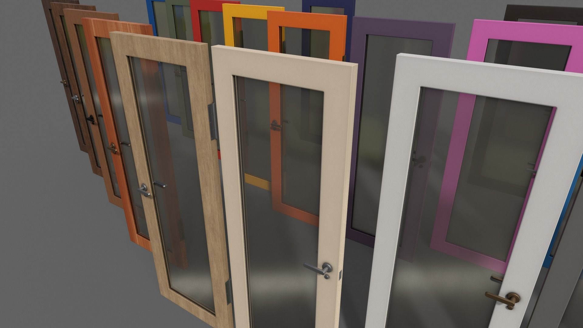 PBR Wood Door C3 Low-poly 3D model_4
