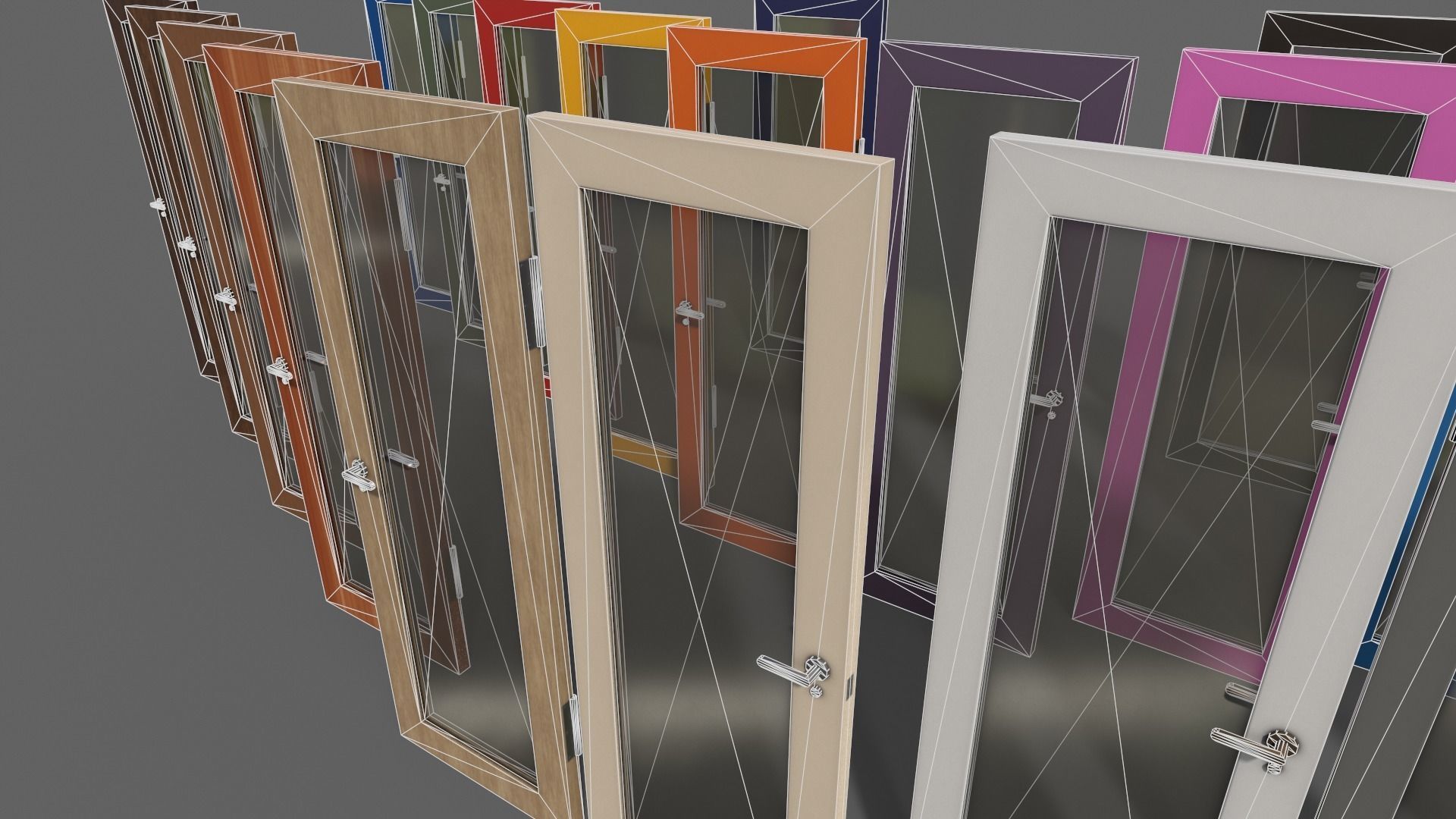 PBR Wood Door C3 Low-poly 3D model_8