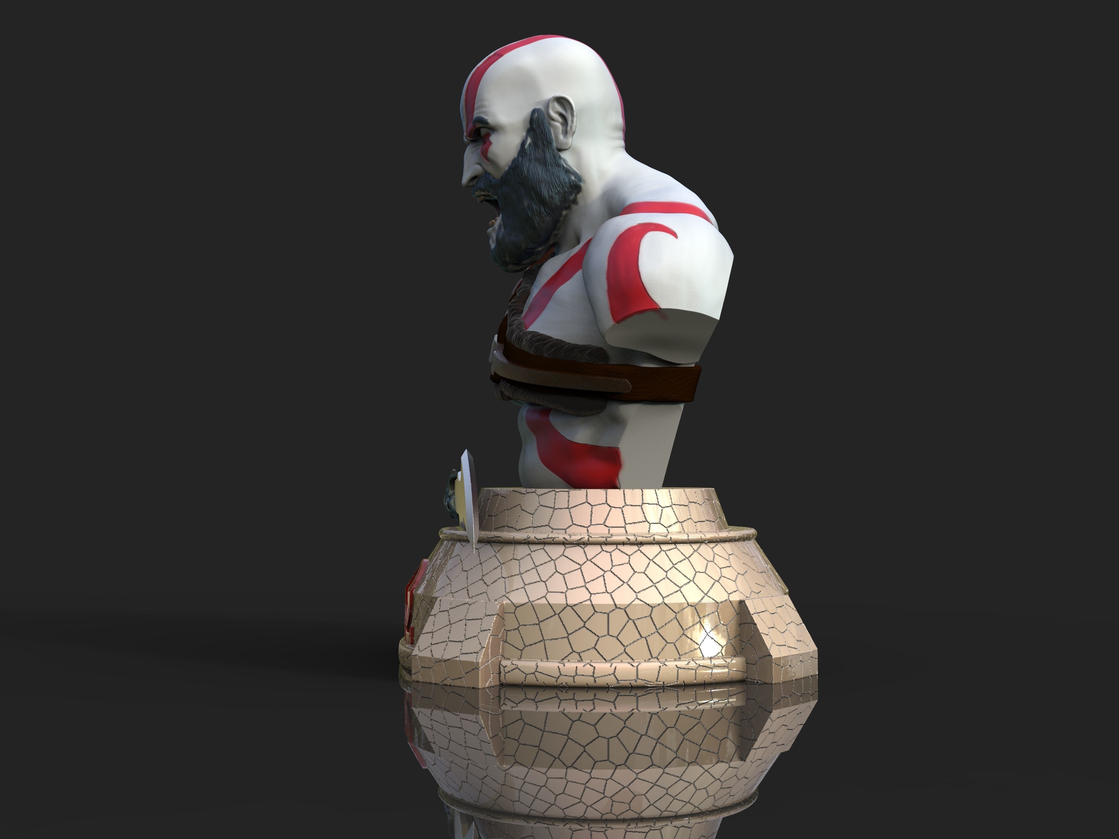 Kratos God of War bust 3D print model_2