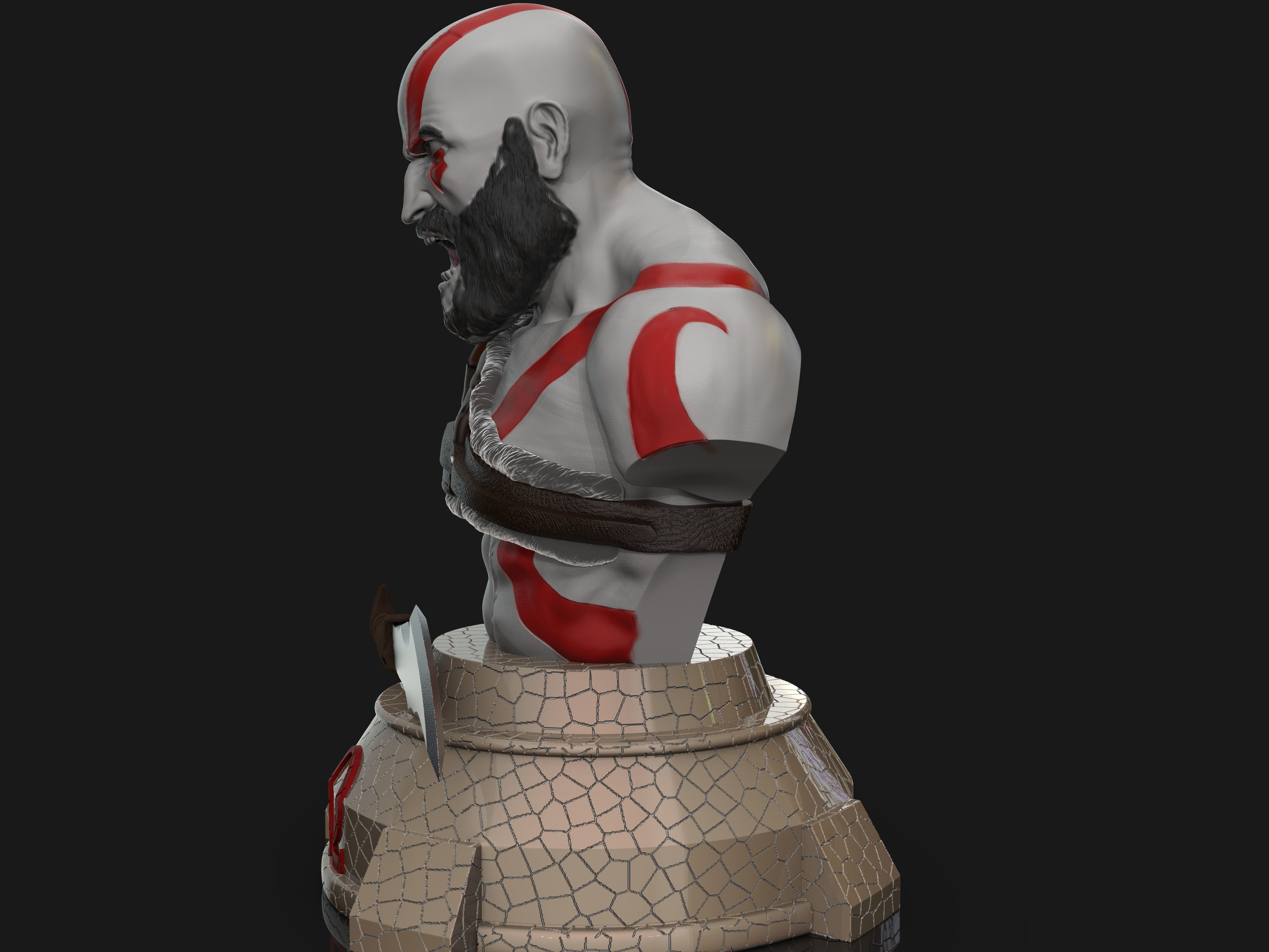 Kratos God of War bust 3D print model_15