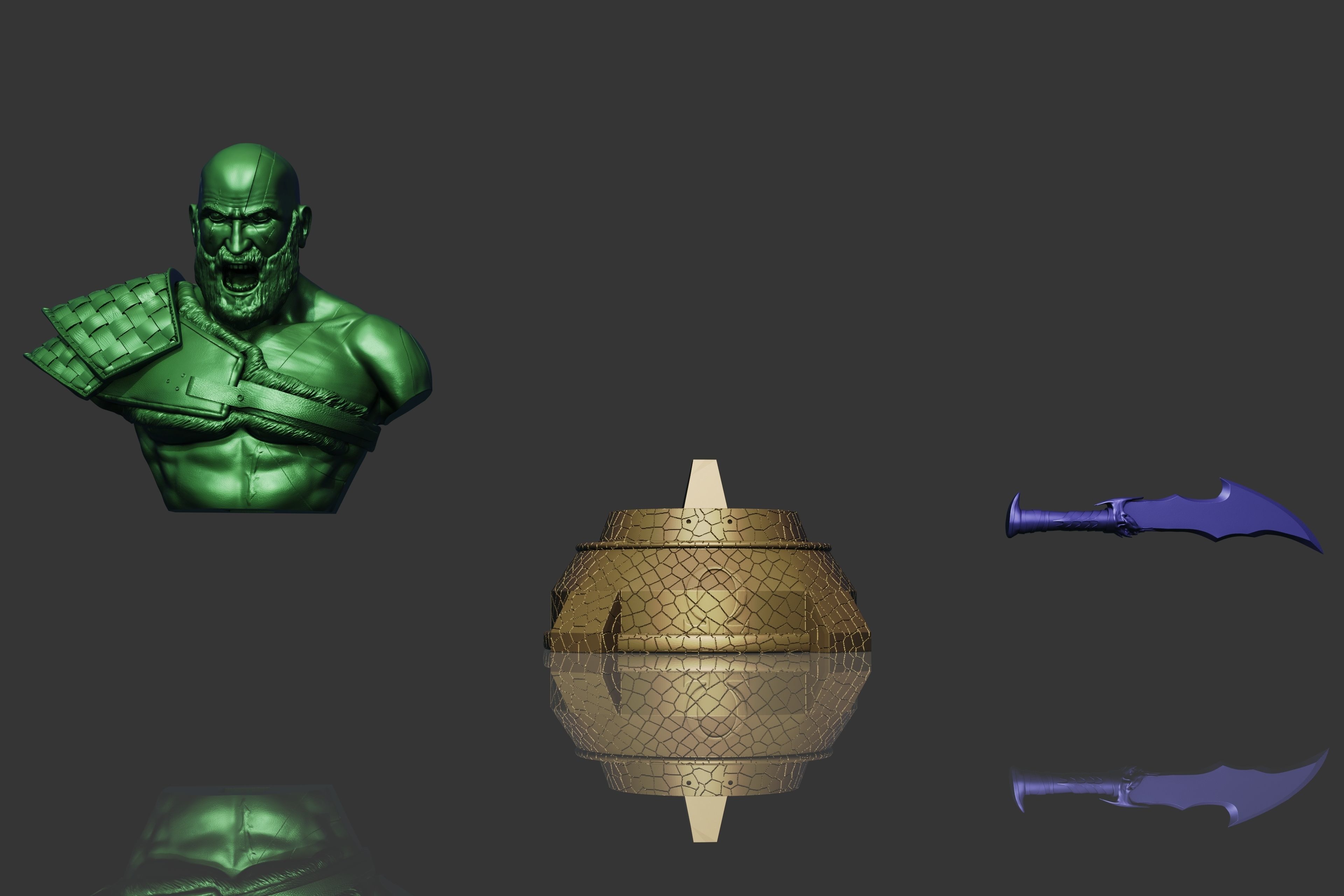 Kratos God of War bust 3D print model_9