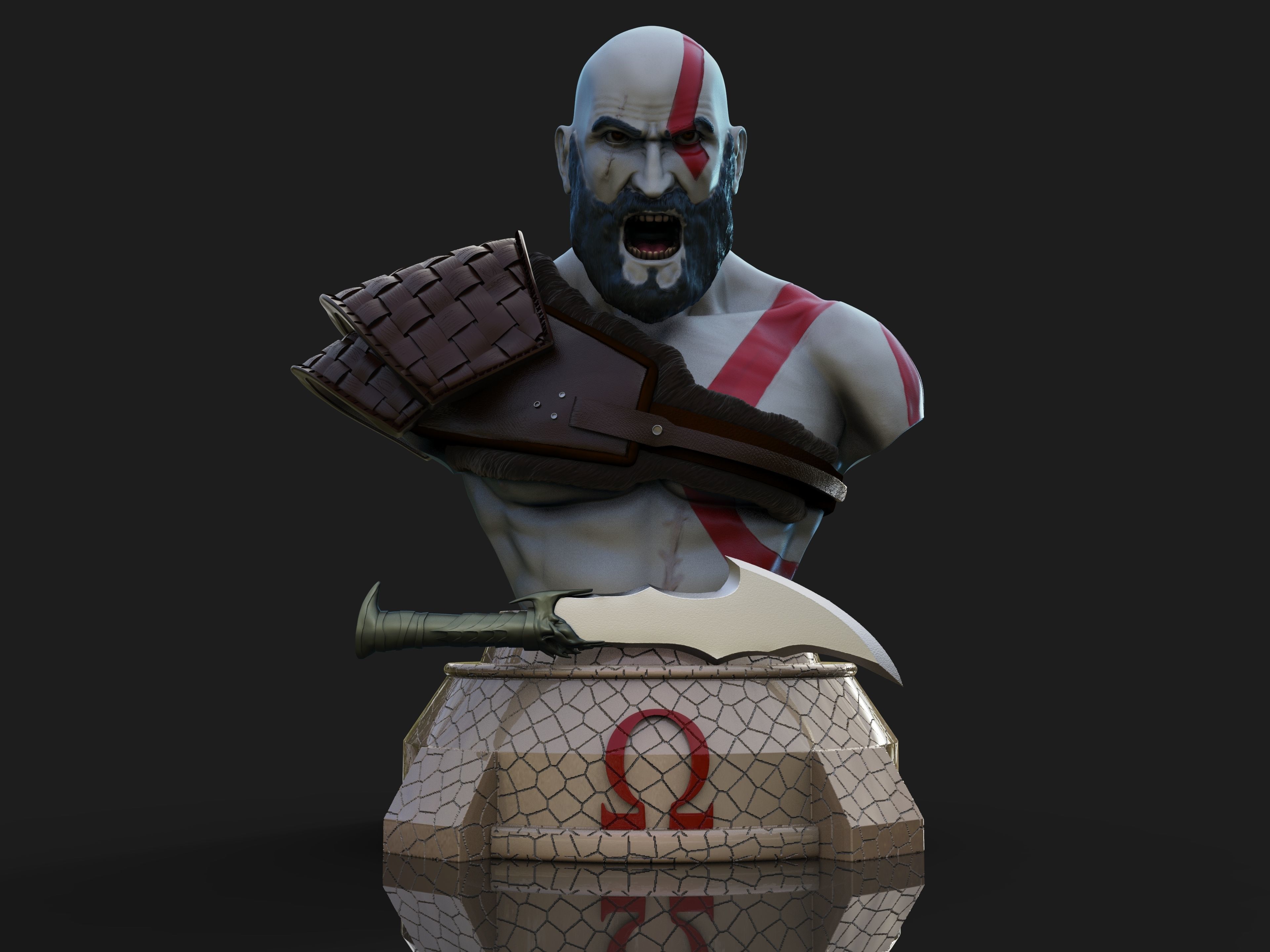Kratos God of War bust 3D print model_6