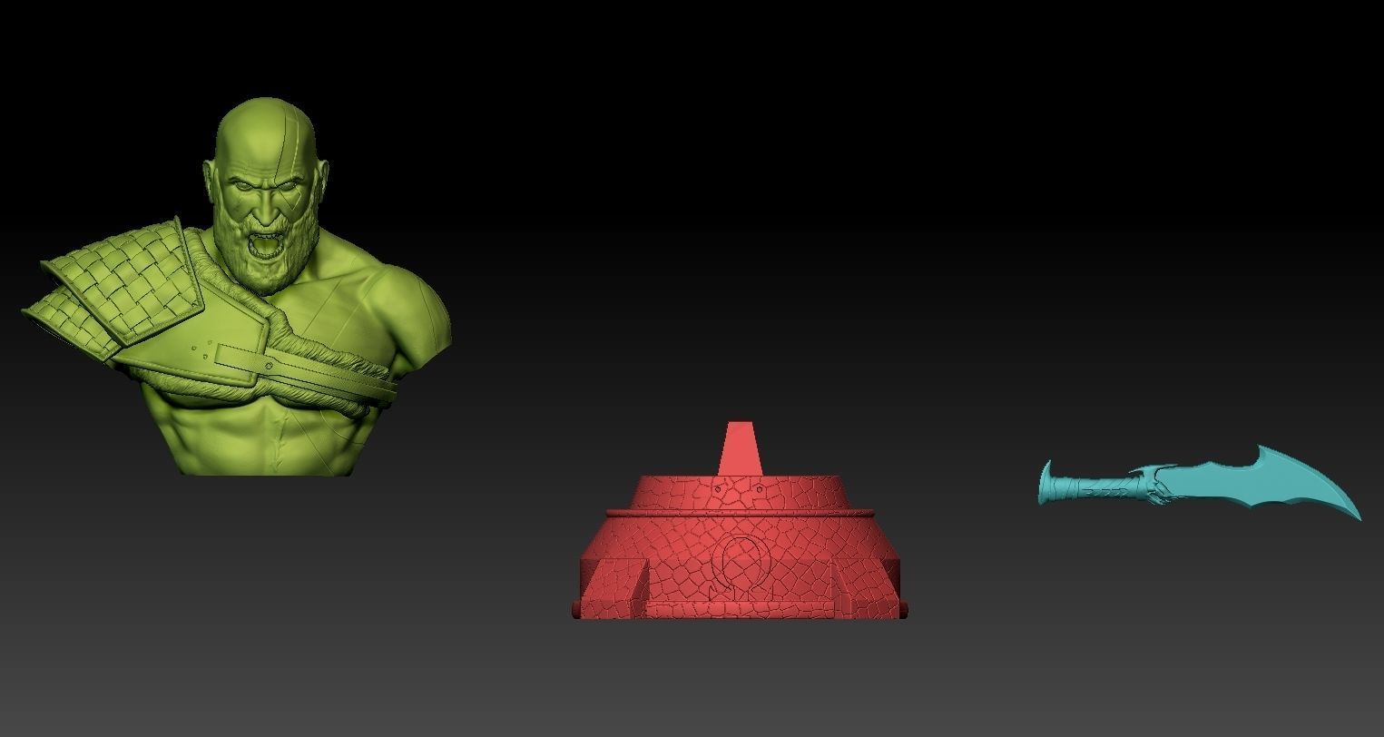 Kratos God of War bust 3D print model_17