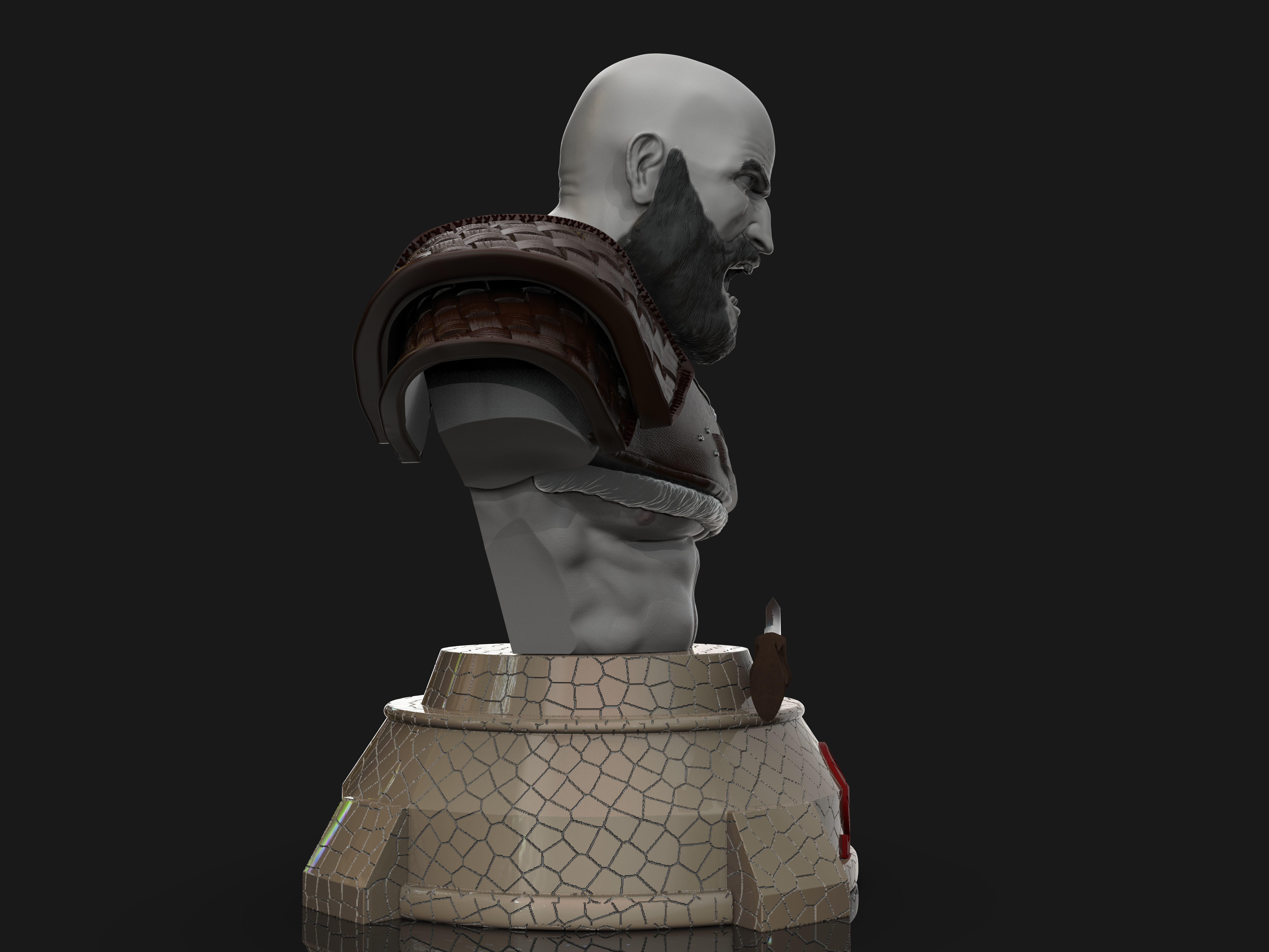 Kratos God of War bust 3D print model_12