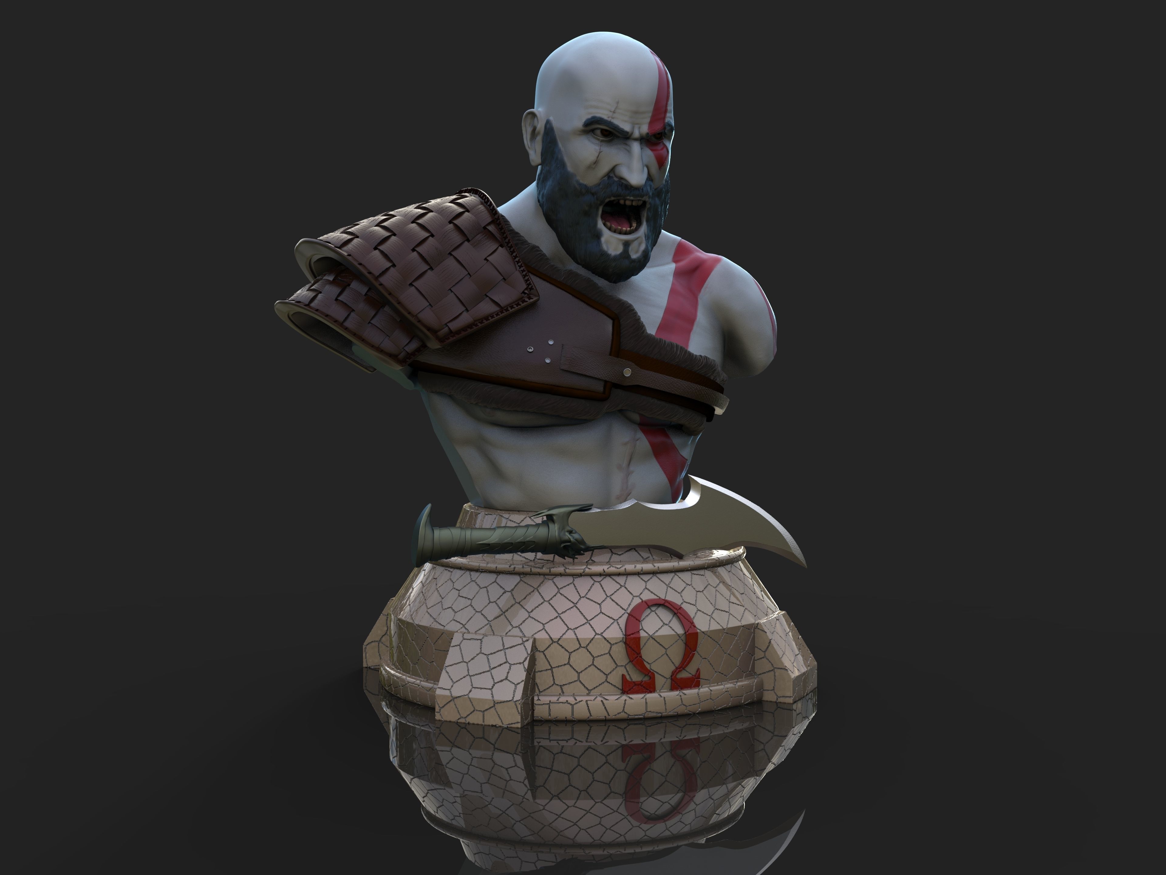Kratos God of War bust 3D print model_1