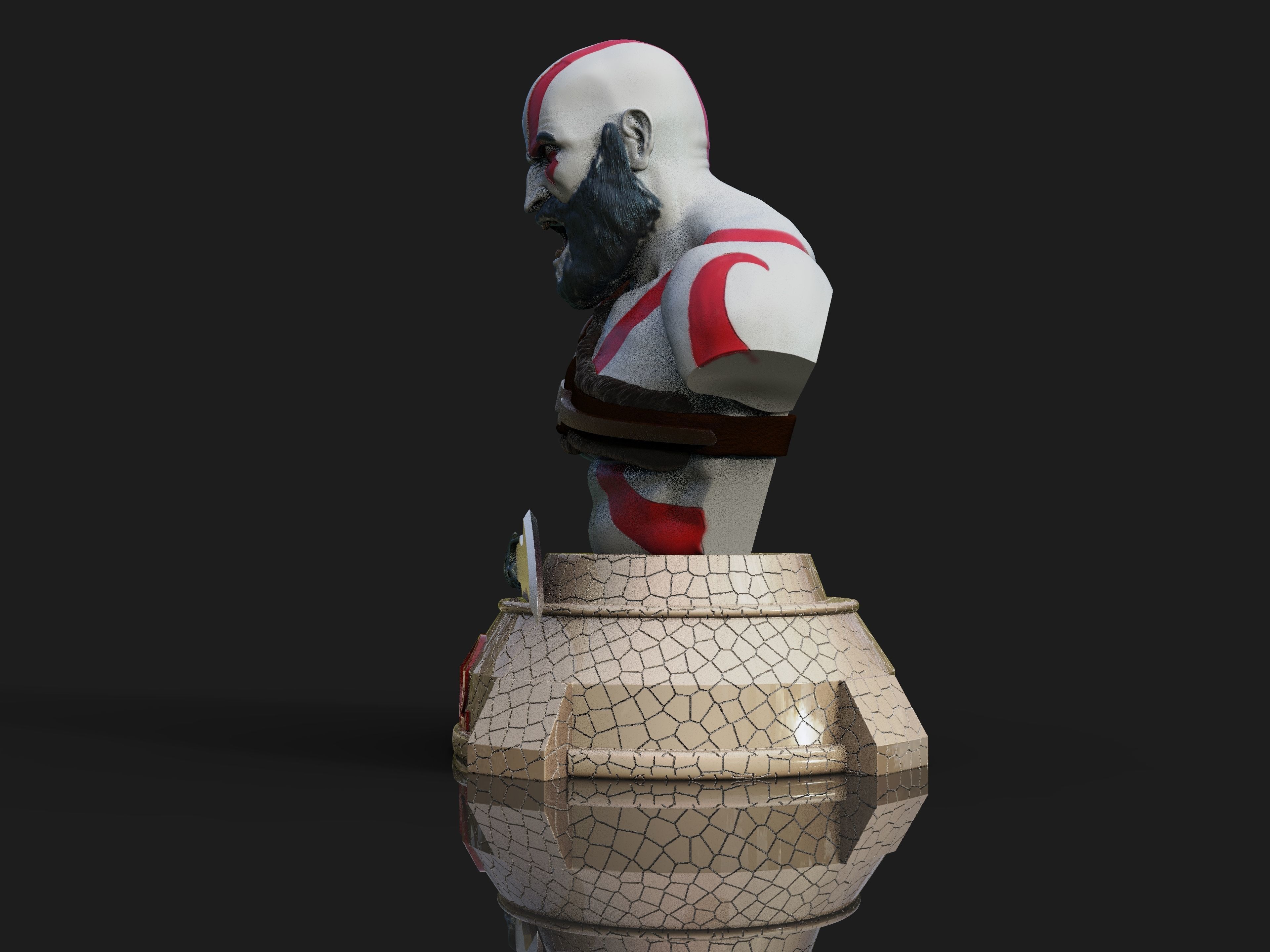 Kratos God of War bust 3D print model_3
