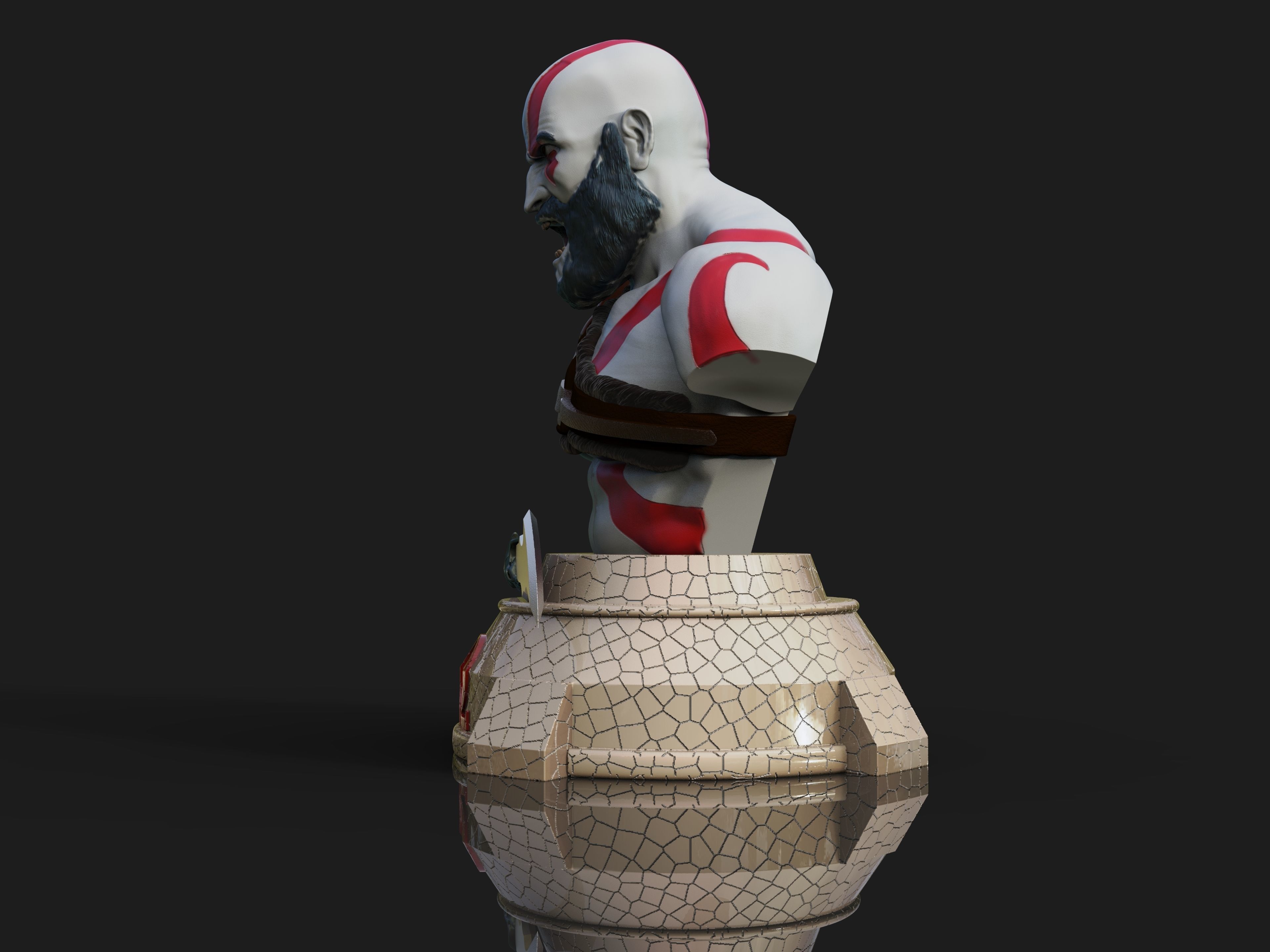 Kratos God of War bust 3D print model_10
