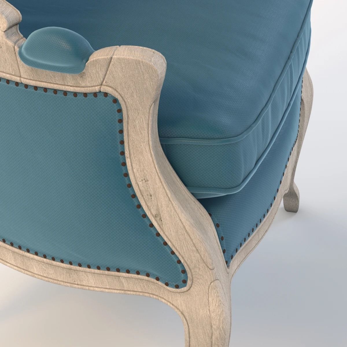 Versailles Burlap Backed Blue Chair 3D model_3