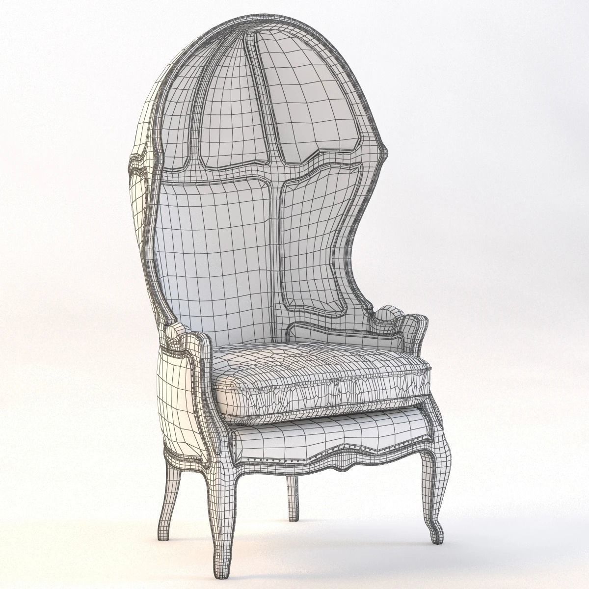 Versailles Burlap Backed Blue Chair 3D model_2