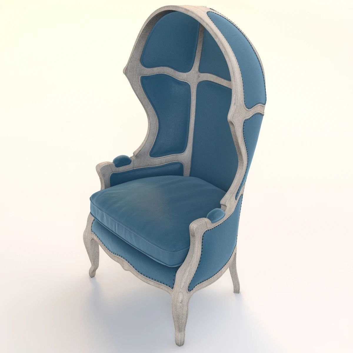 Versailles Burlap Backed Blue Chair 3D model_9