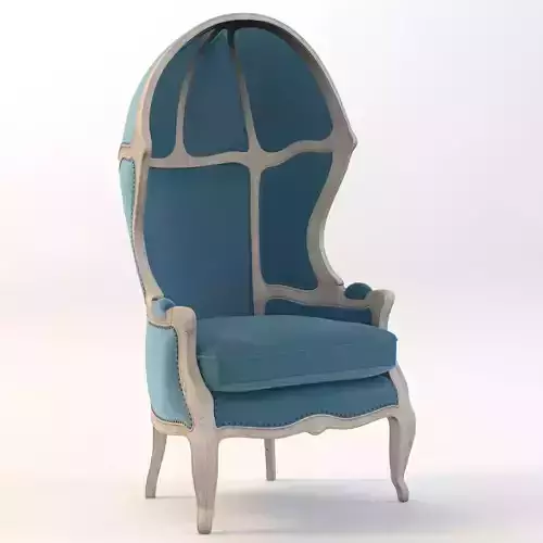 Versailles Burlap Backed Blue Chair 3D model