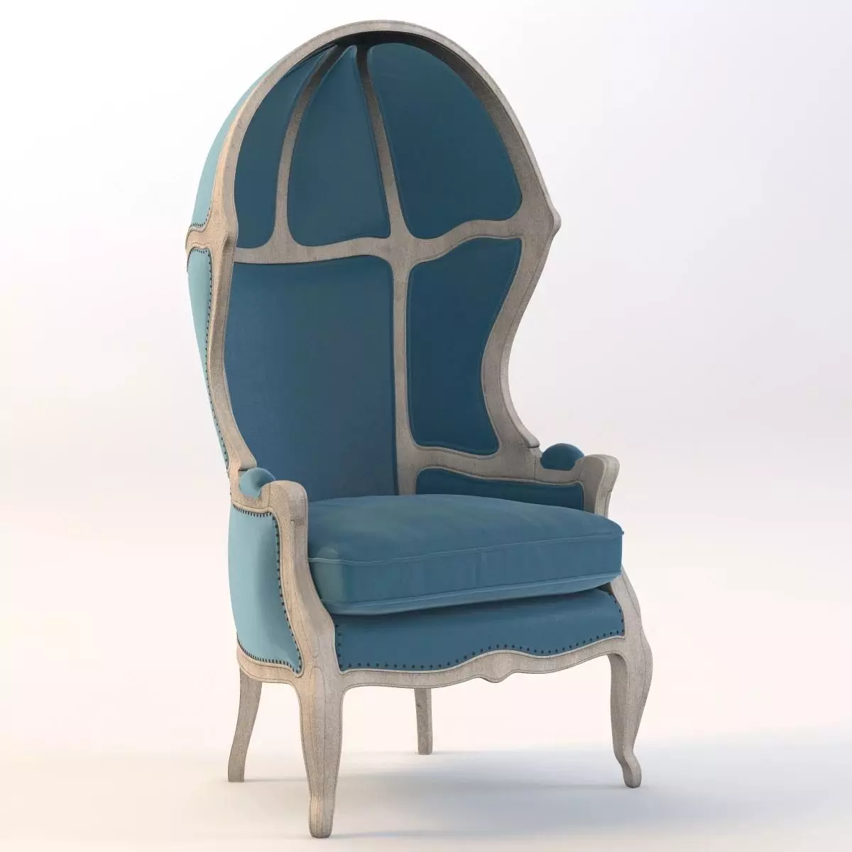 Versailles Burlap Backed Blue Chair 3D model_0