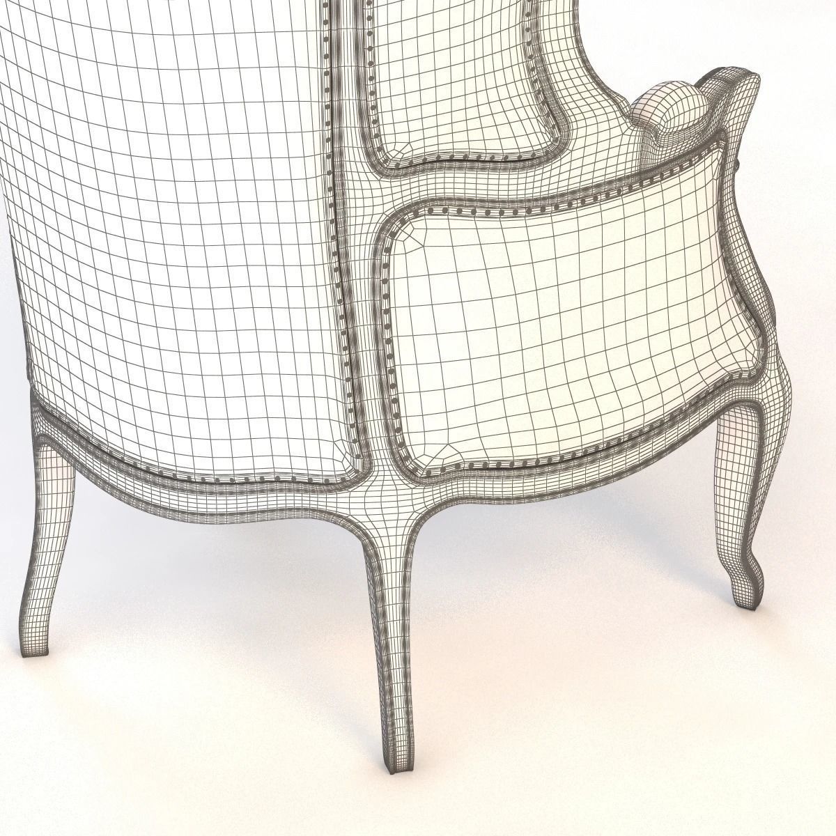 Versailles Burlap Backed Blue Chair 3D model_7