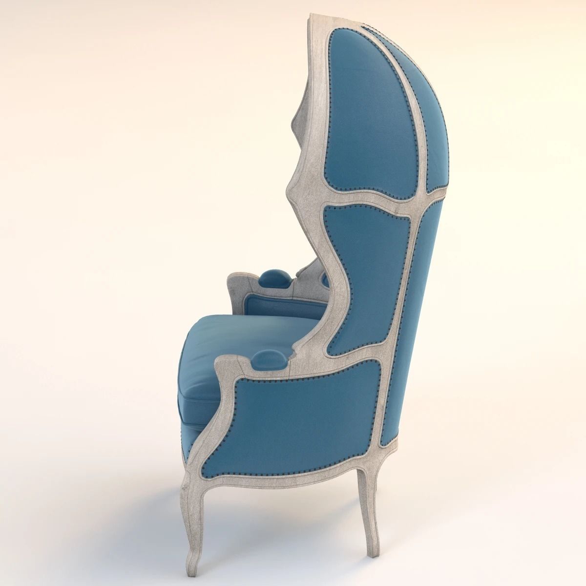Versailles Burlap Backed Blue Chair 3D model_10