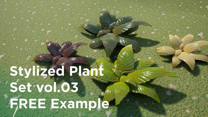Stylized Plants Set vol 03 FREE Example Free low-poly 3D model