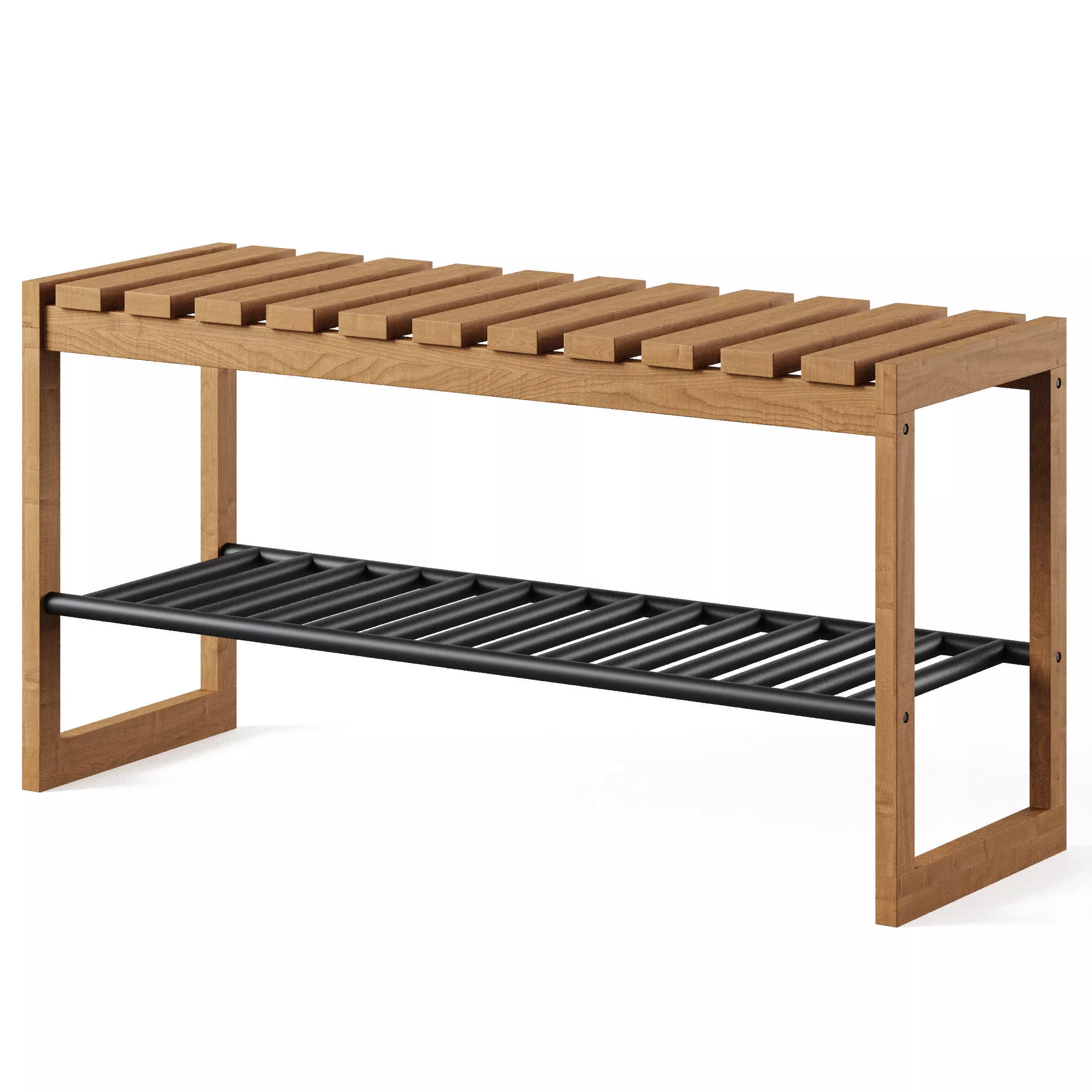 Solid oak and metal bench Kia by LA REDOUTE 3D model