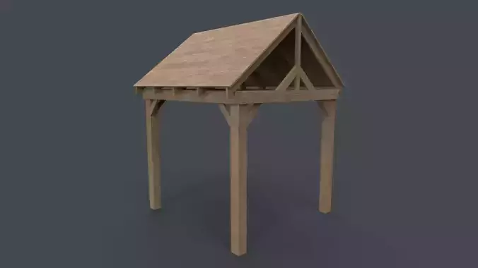 PBR Wooden Pergola Gazebo C1 Low-poly 3D model