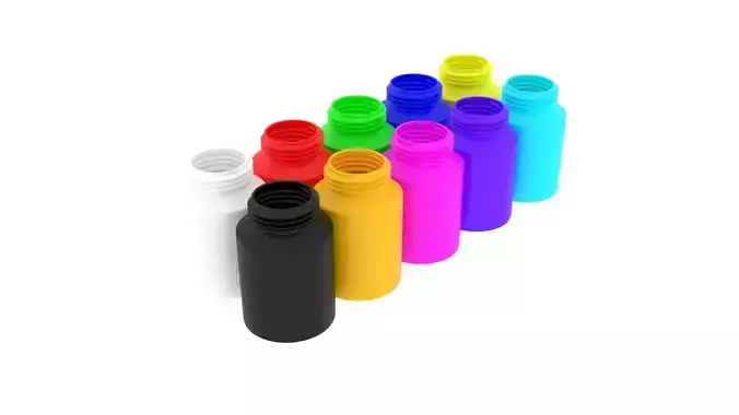 Plastic Pills Bottles Set