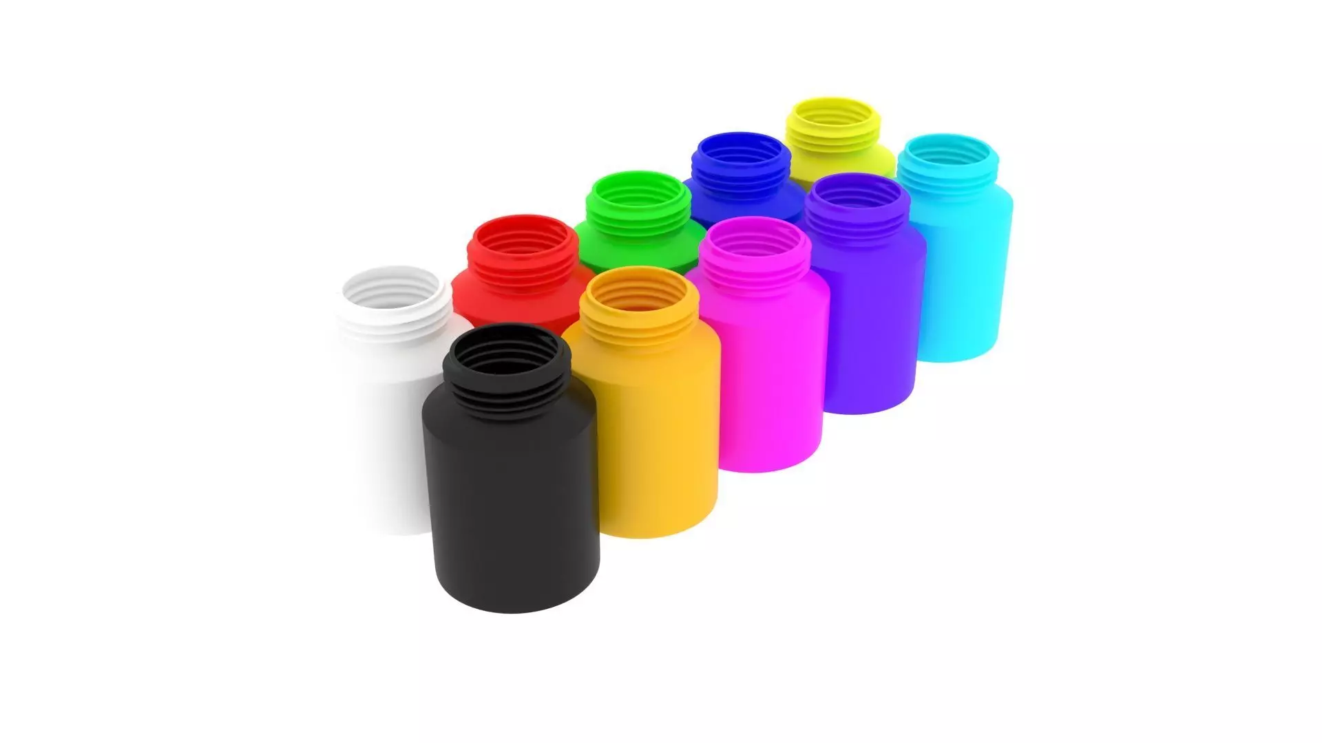Plastic Pills Bottles Set 3D model