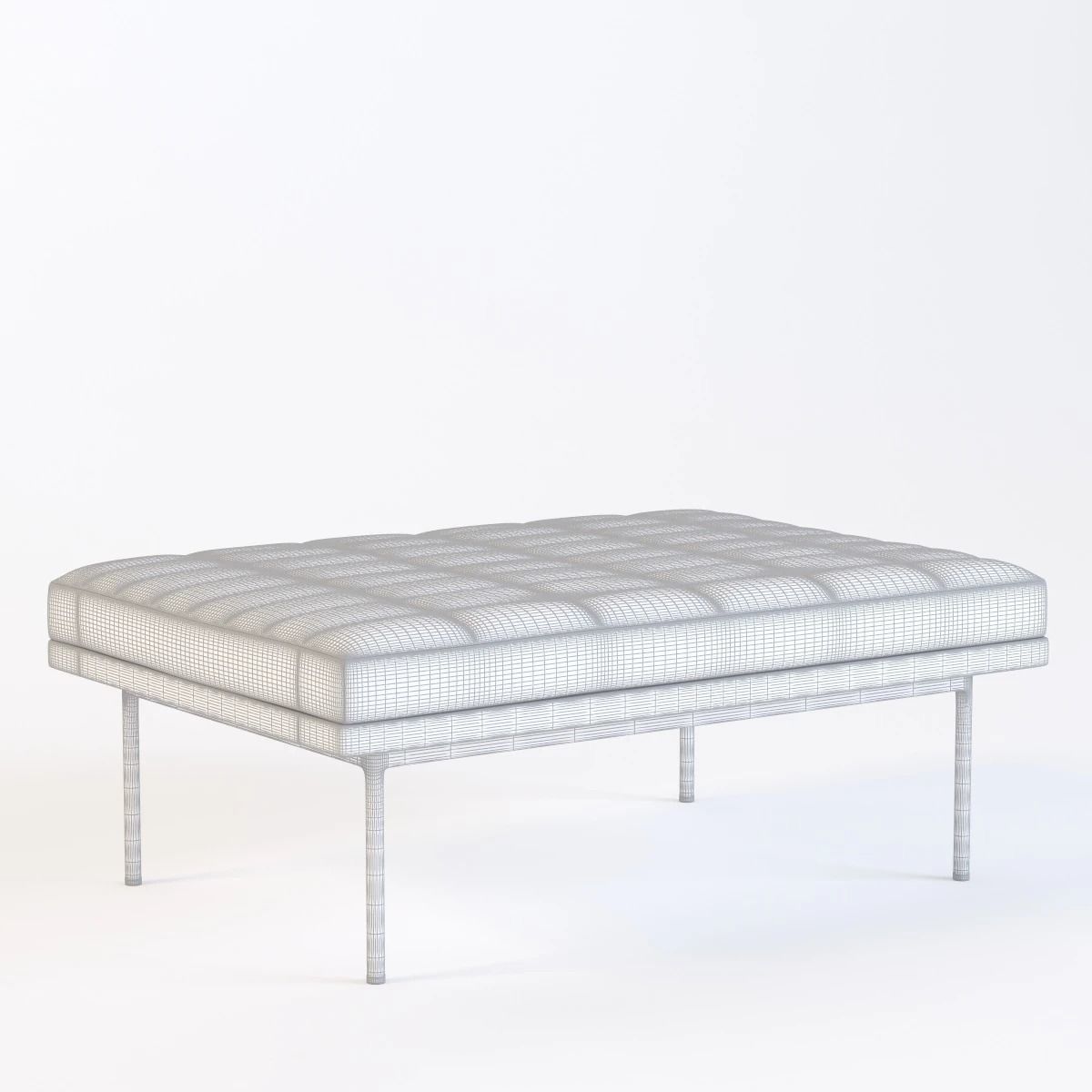 Ultra Detail Upholstered Tuxedo Ottoman Pouf 3D model_2