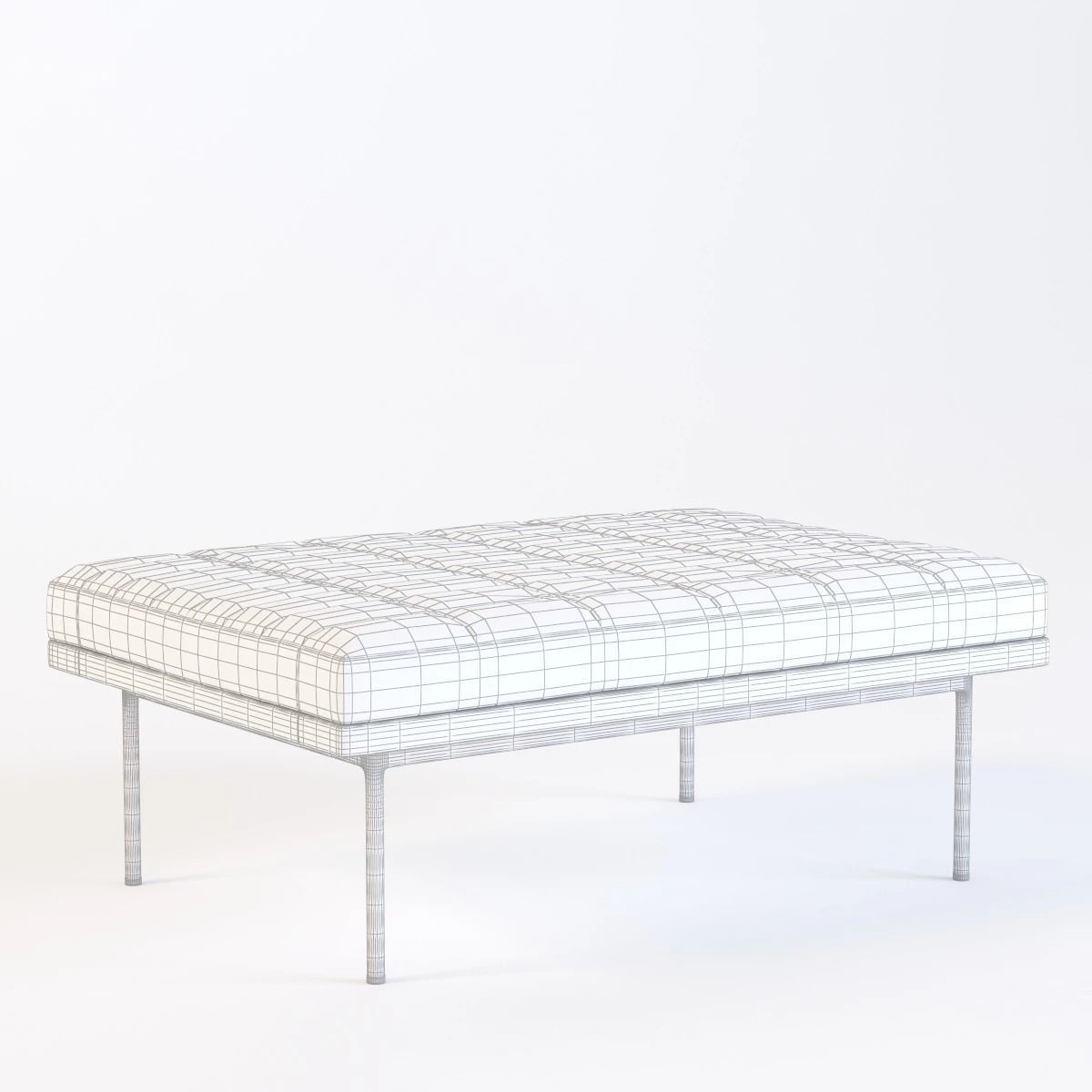 Ultra Detail Upholstered Tuxedo Ottoman Pouf 3D model_3